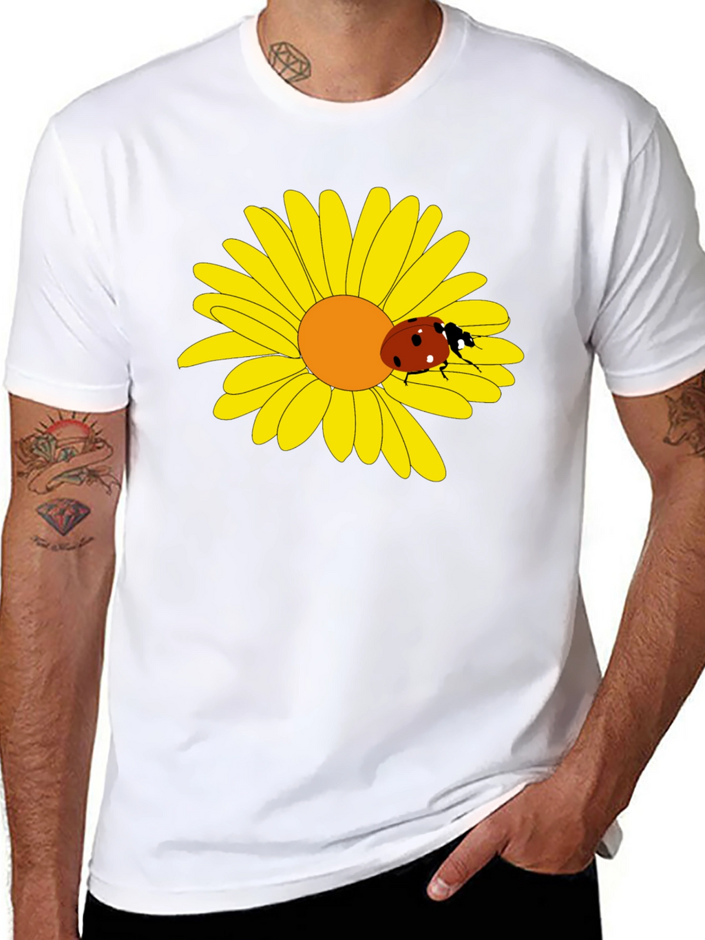 Ladybug on Daisy Graphic Tee - Black
