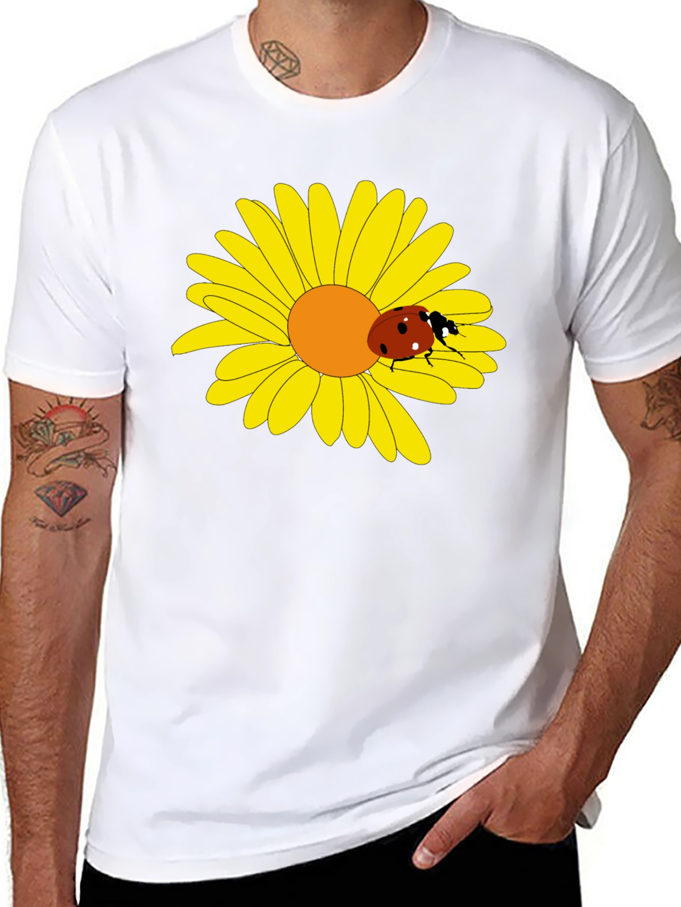 Ladybug on Daisy Graphic Tee - Black