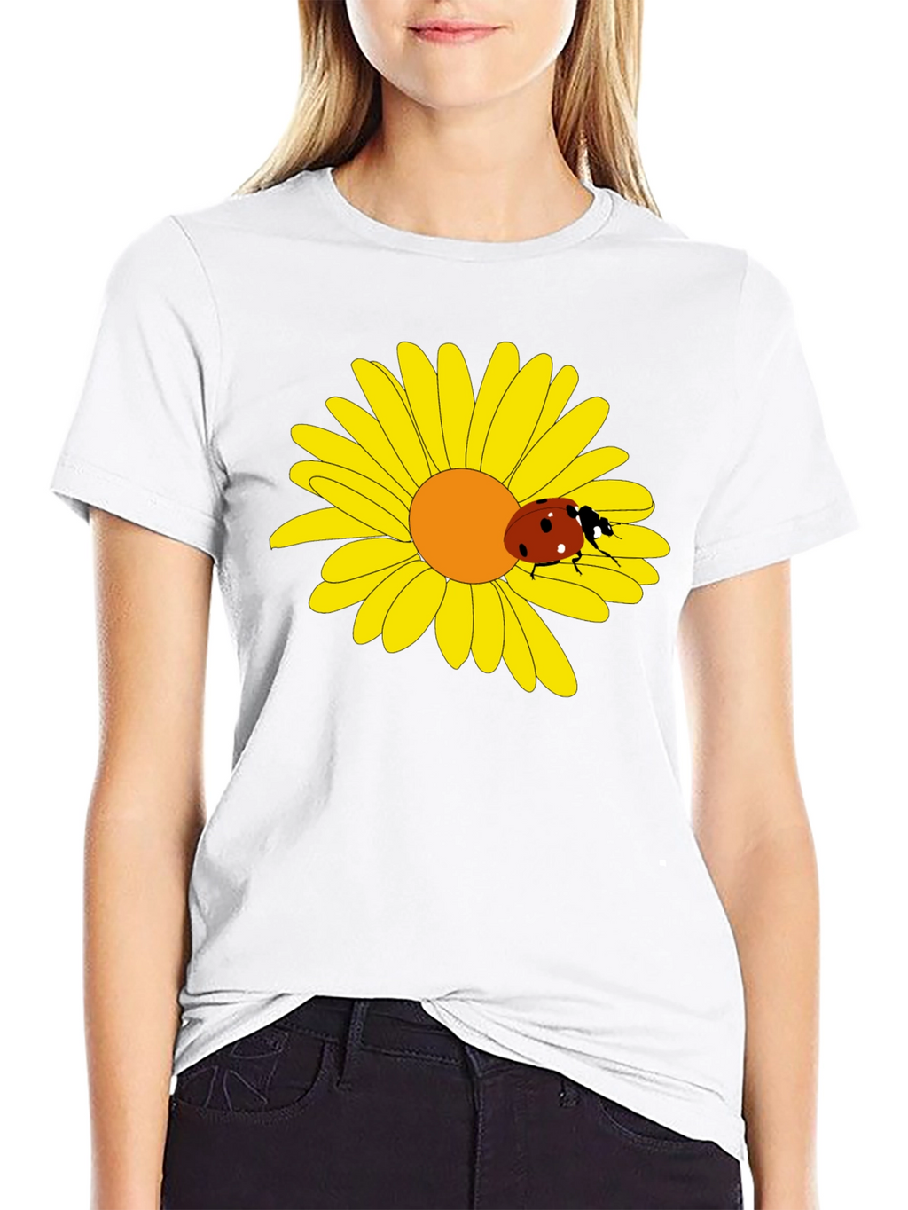Ladybug on Daisy Graphic Tee - Black