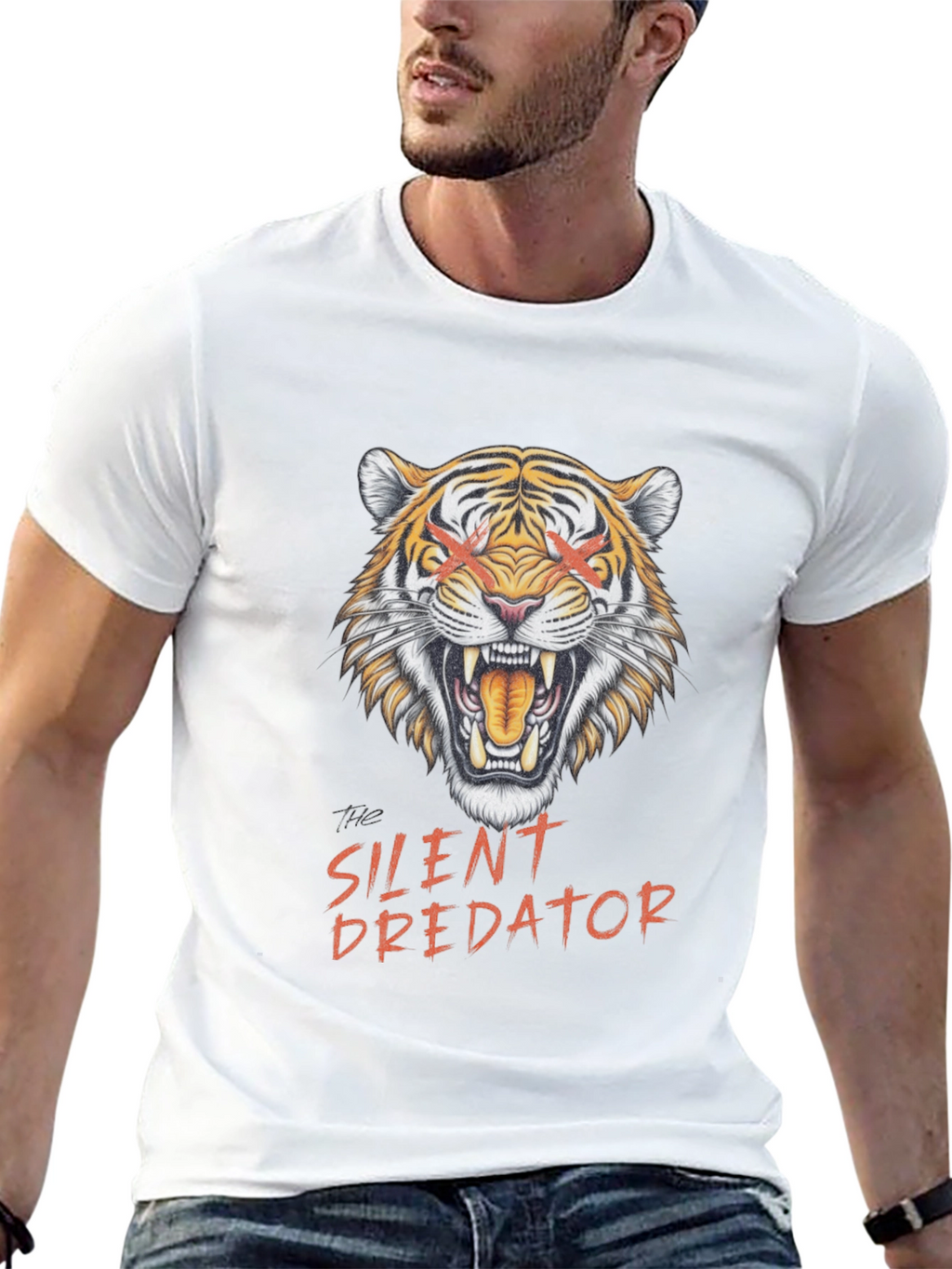 Silent Predator Graphic Tee - Tiger Design