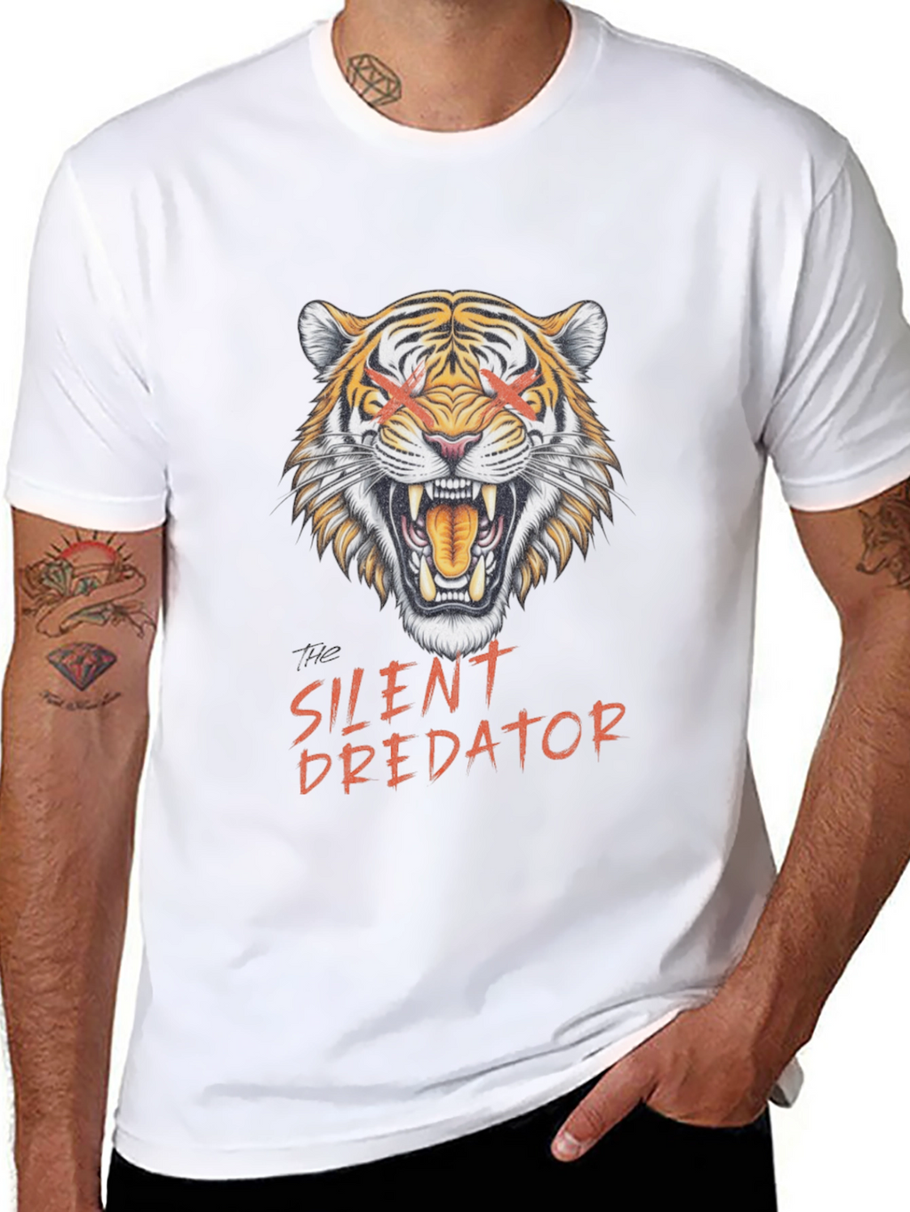 Silent Predator Graphic Tee - Tiger Design