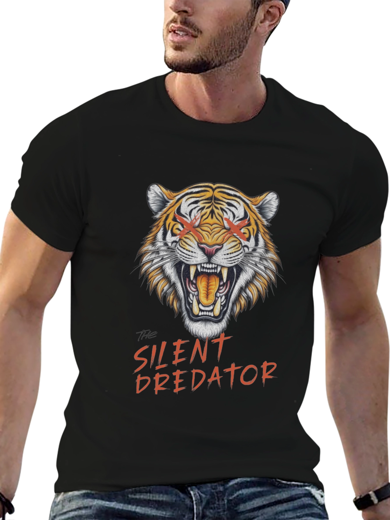 Silent Predator Graphic Tee - Tiger Design