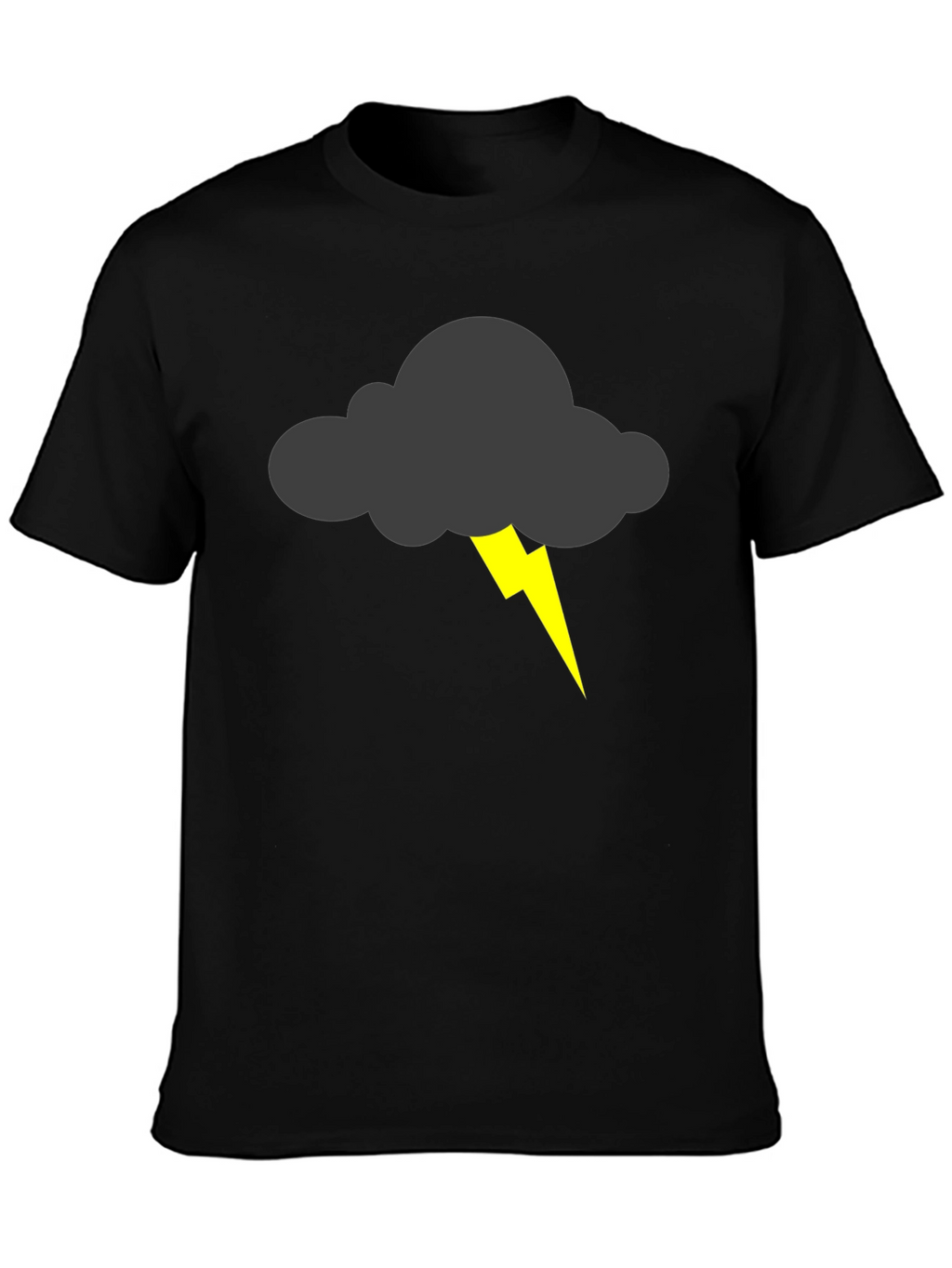 Storm Cloud Lightning Bolt Graphic Tee - Black