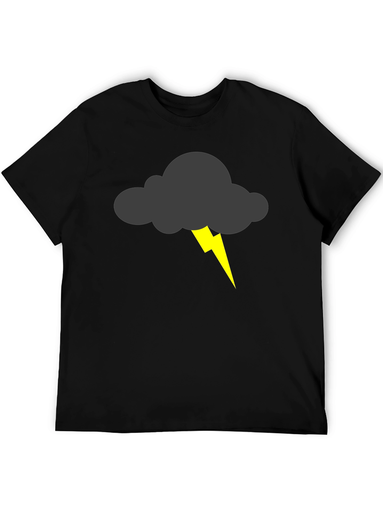 Storm Cloud Lightning Bolt Graphic Tee - Black