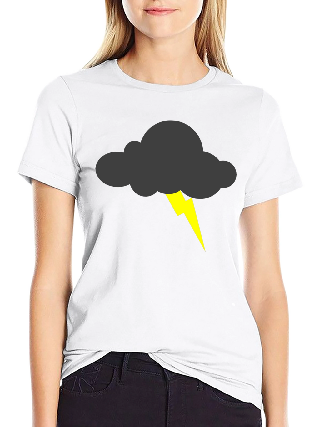 Storm Cloud Lightning Bolt Graphic Tee - Black