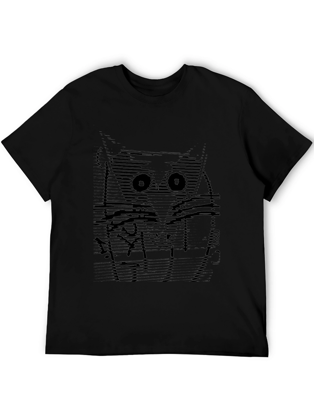 Abstract Owl Graphic Tee - Soft Black Cotton T-Shirt