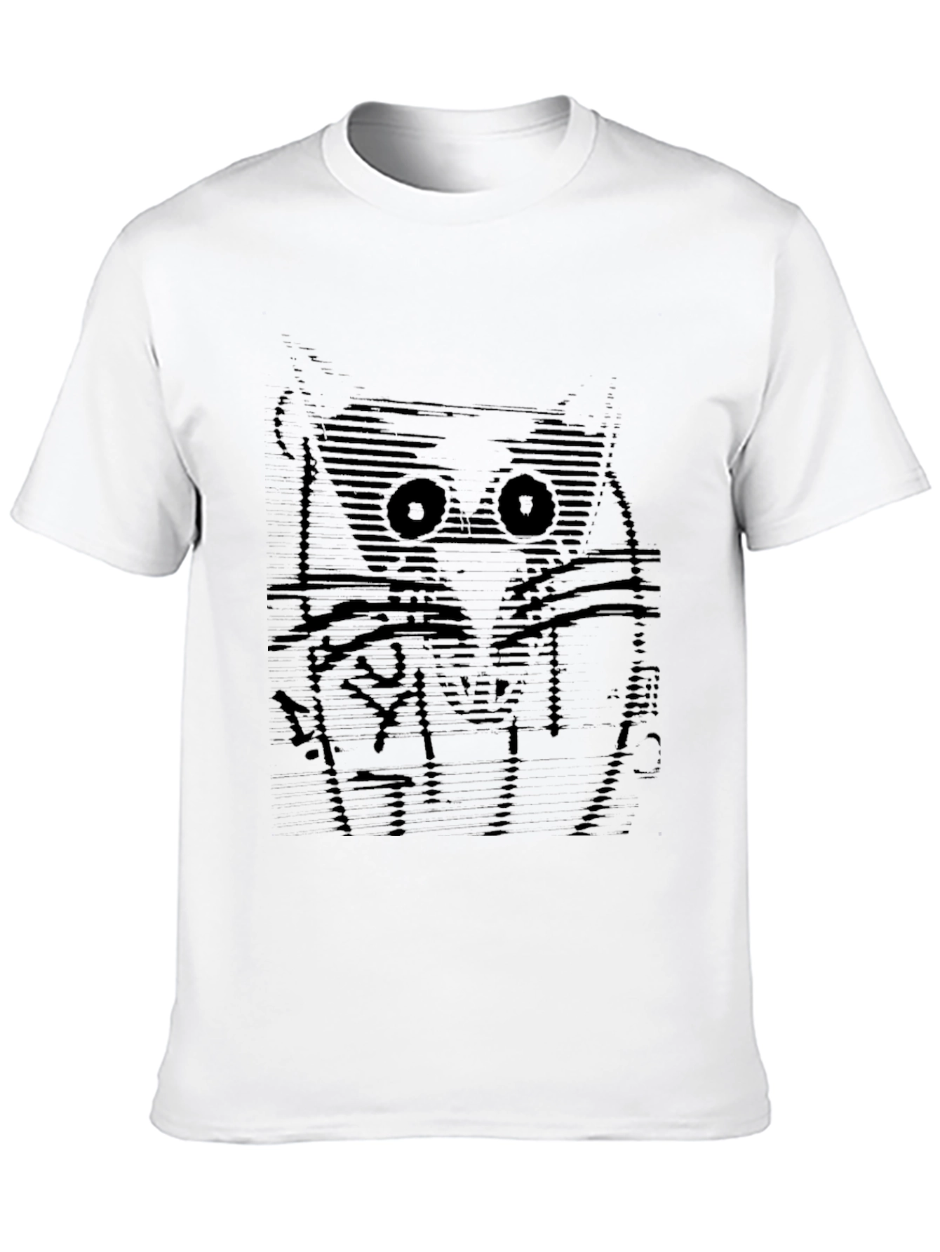Abstract Owl Graphic Tee - Soft Black Cotton T-Shirt