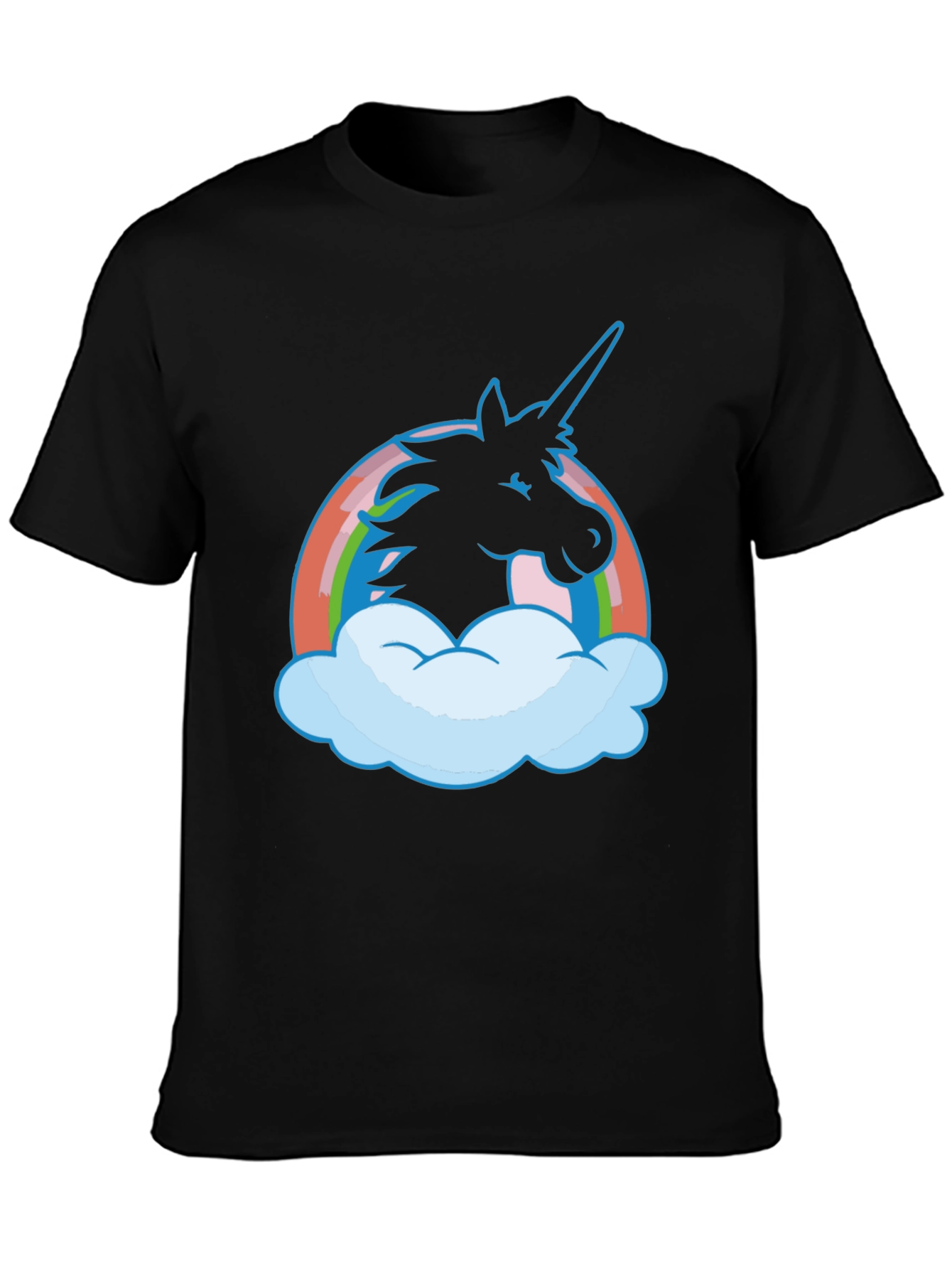 Unicorn Rainbow T-Shirt - Black Cotton Tee