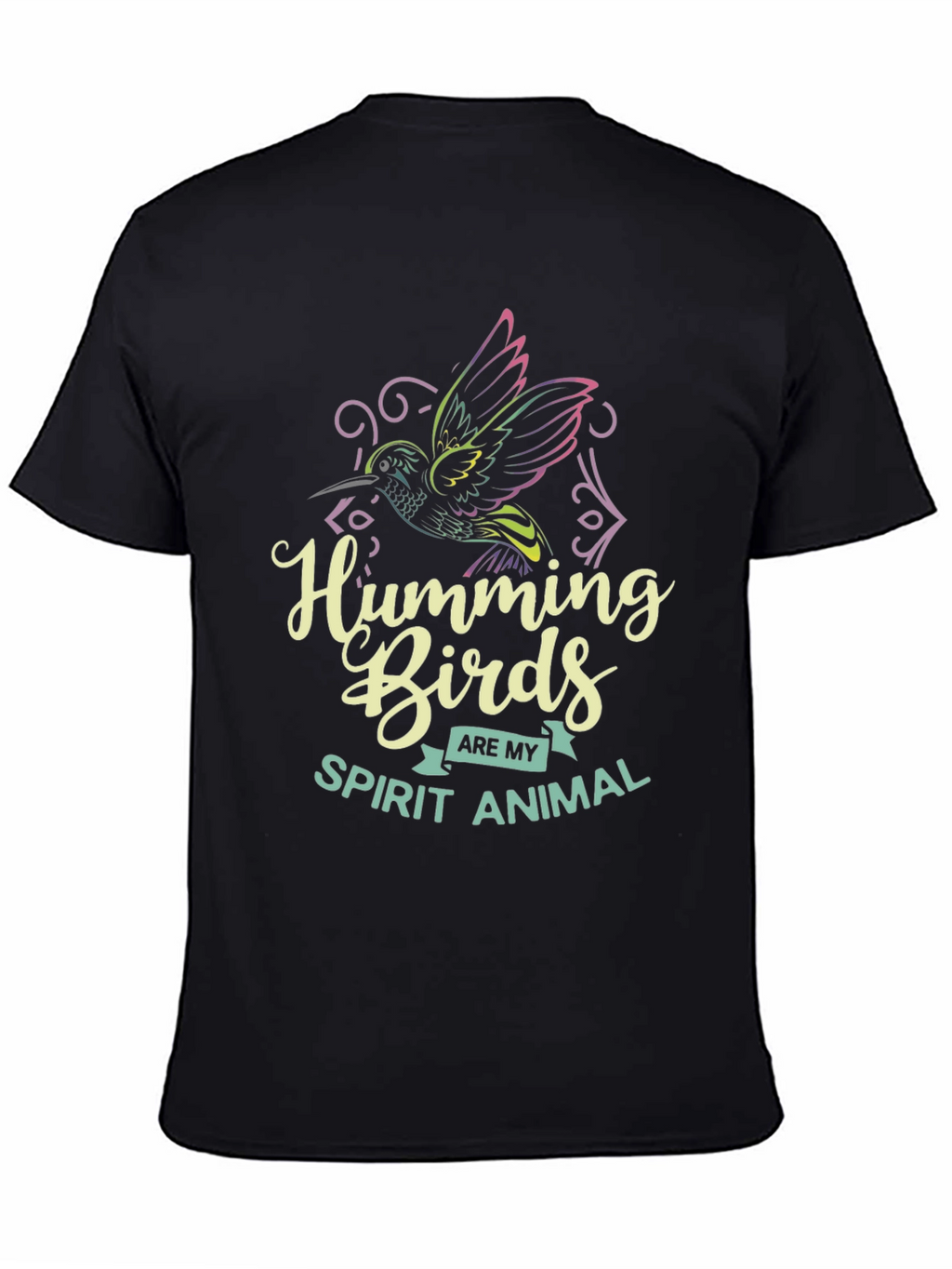 Hummingbird Spirit Animal Graphic Tee - Black Cotton Shirt