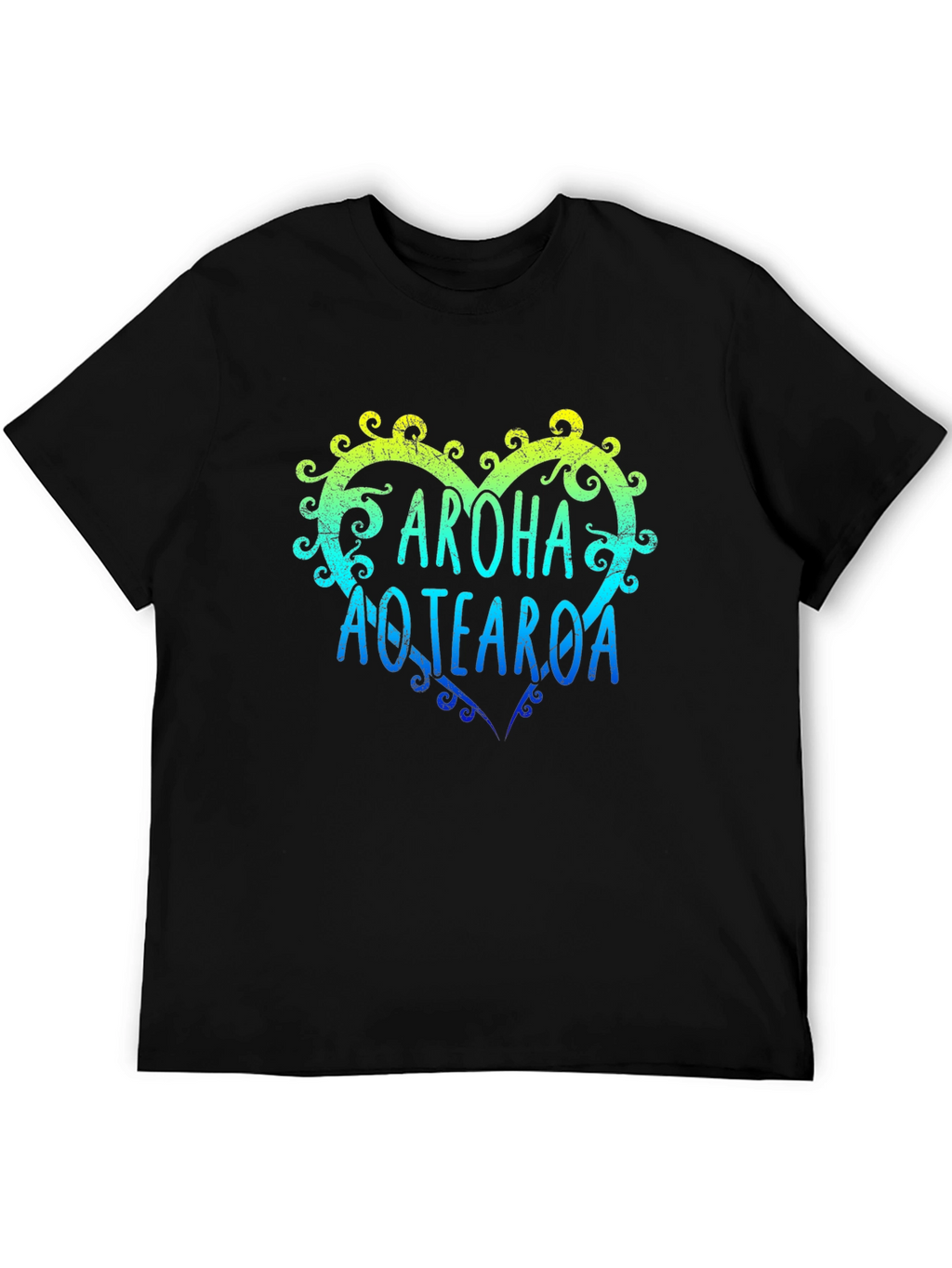 Aroha Aotearoa Heart T-Shirt - Mens Black Tee