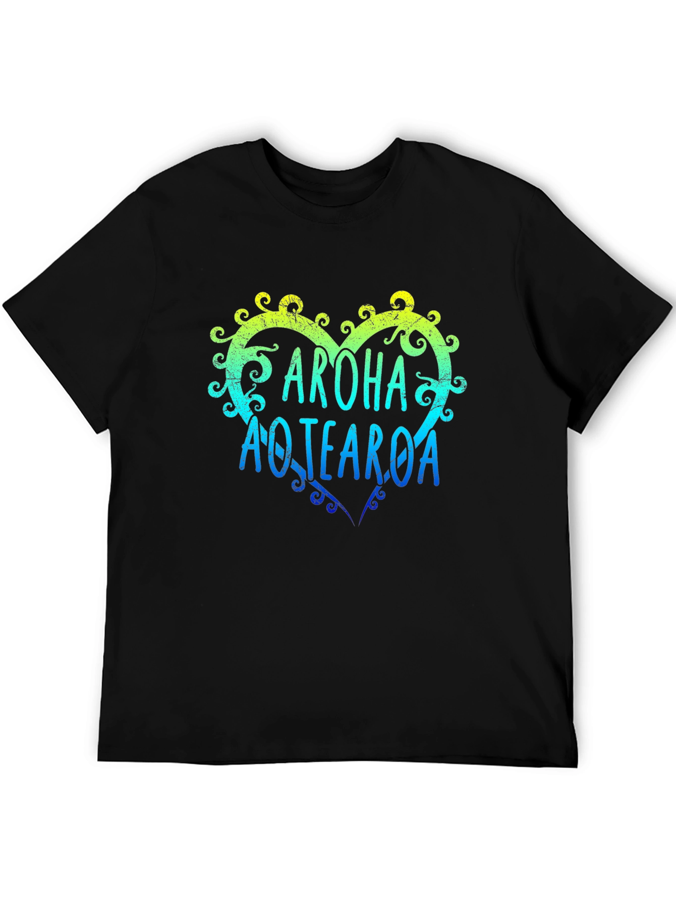 Aroha Aotearoa Heart T-Shirt - Mens Black Tee