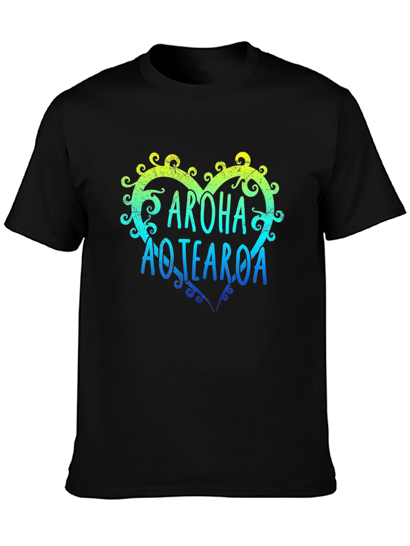 Aroha Aotearoa Heart T-Shirt - Mens Black Tee