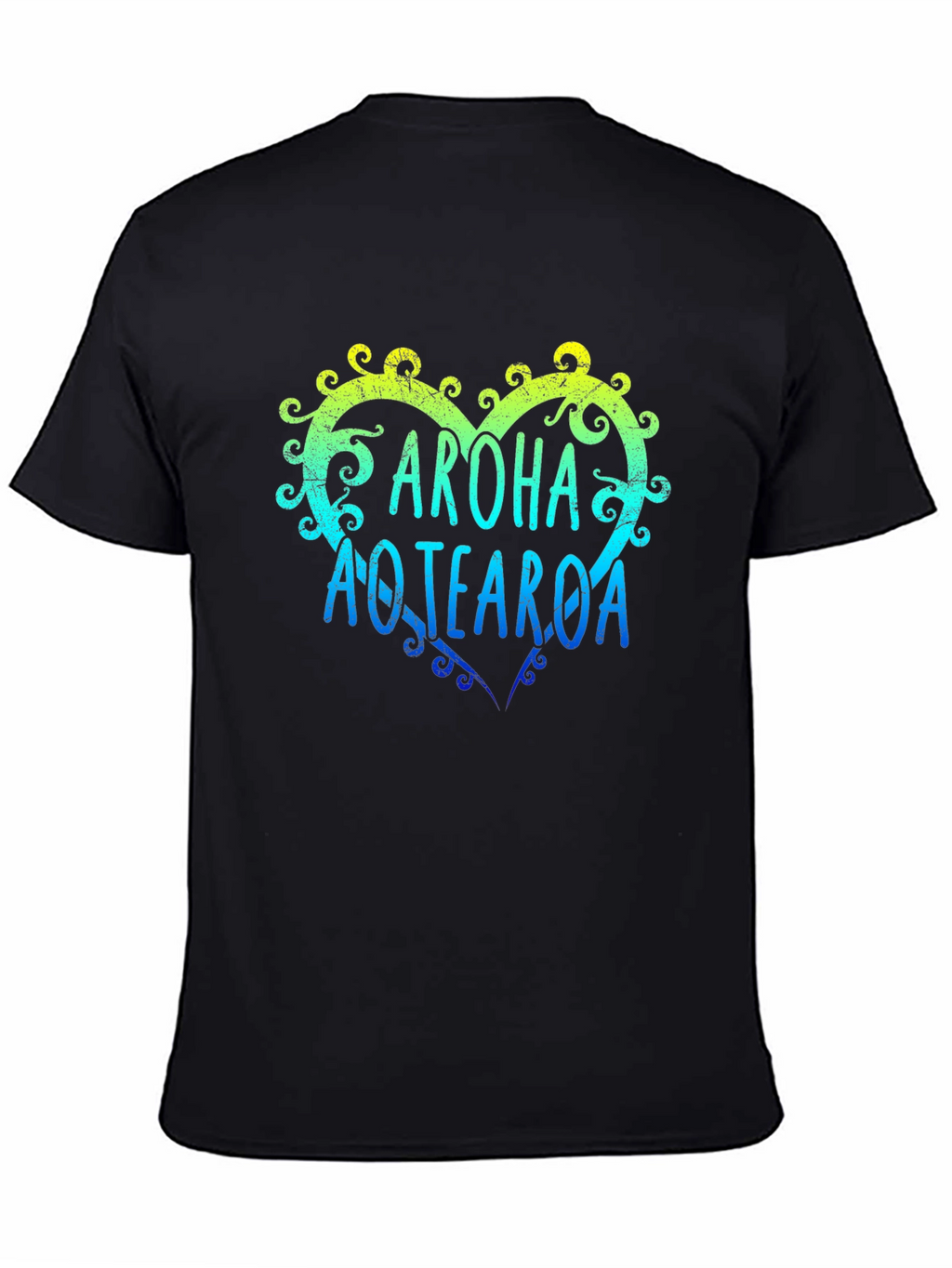Aroha Aotearoa Heart T-Shirt - Mens Black Tee