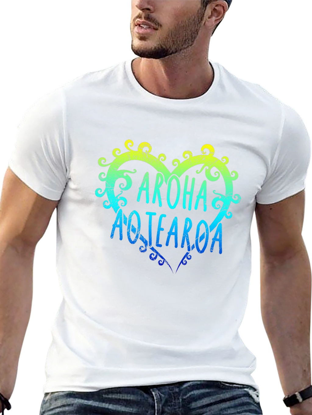 Aroha Aotearoa Heart T-Shirt - Mens Black Tee