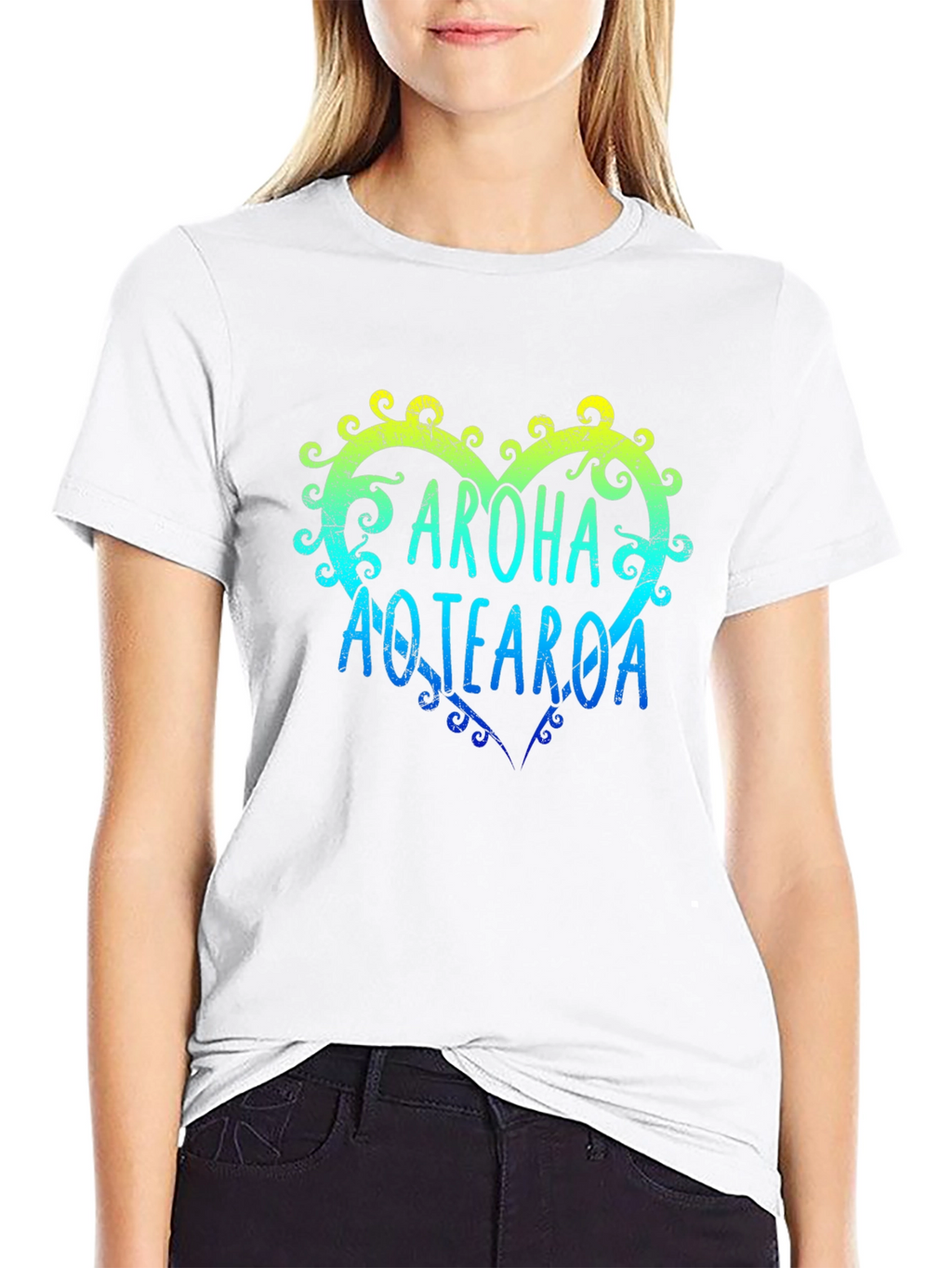 Aroha Aotearoa Heart T-Shirt - Mens Black Tee