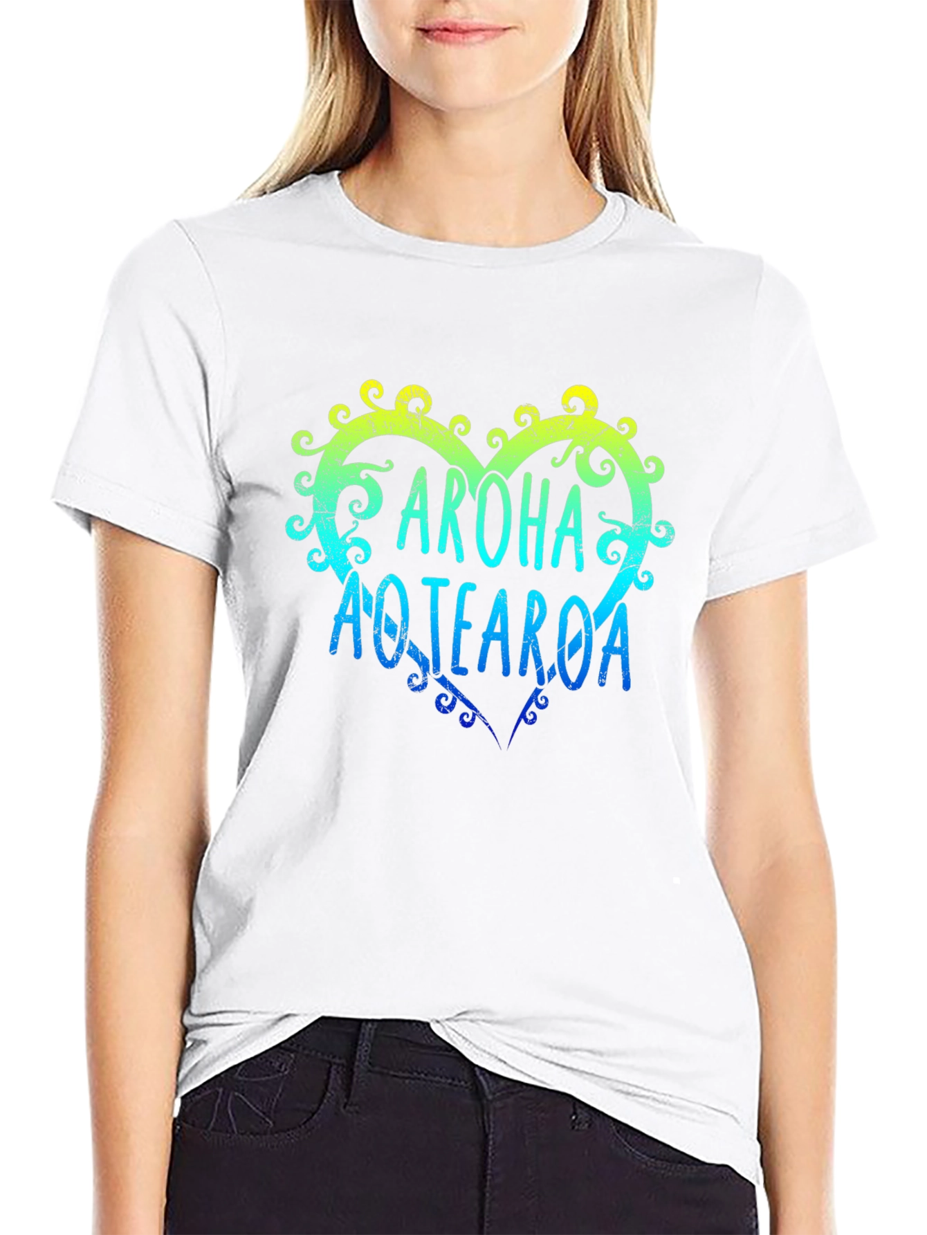 Aroha Aotearoa Heart T-Shirt - Mens Black Tee