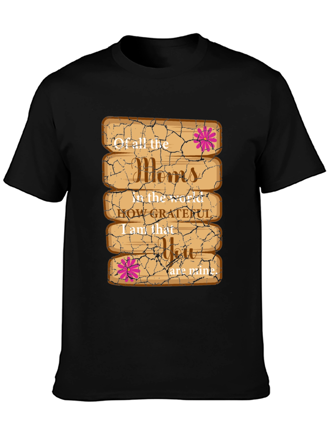 Grateful Mom T-Shirt - Wooden Plank Design
