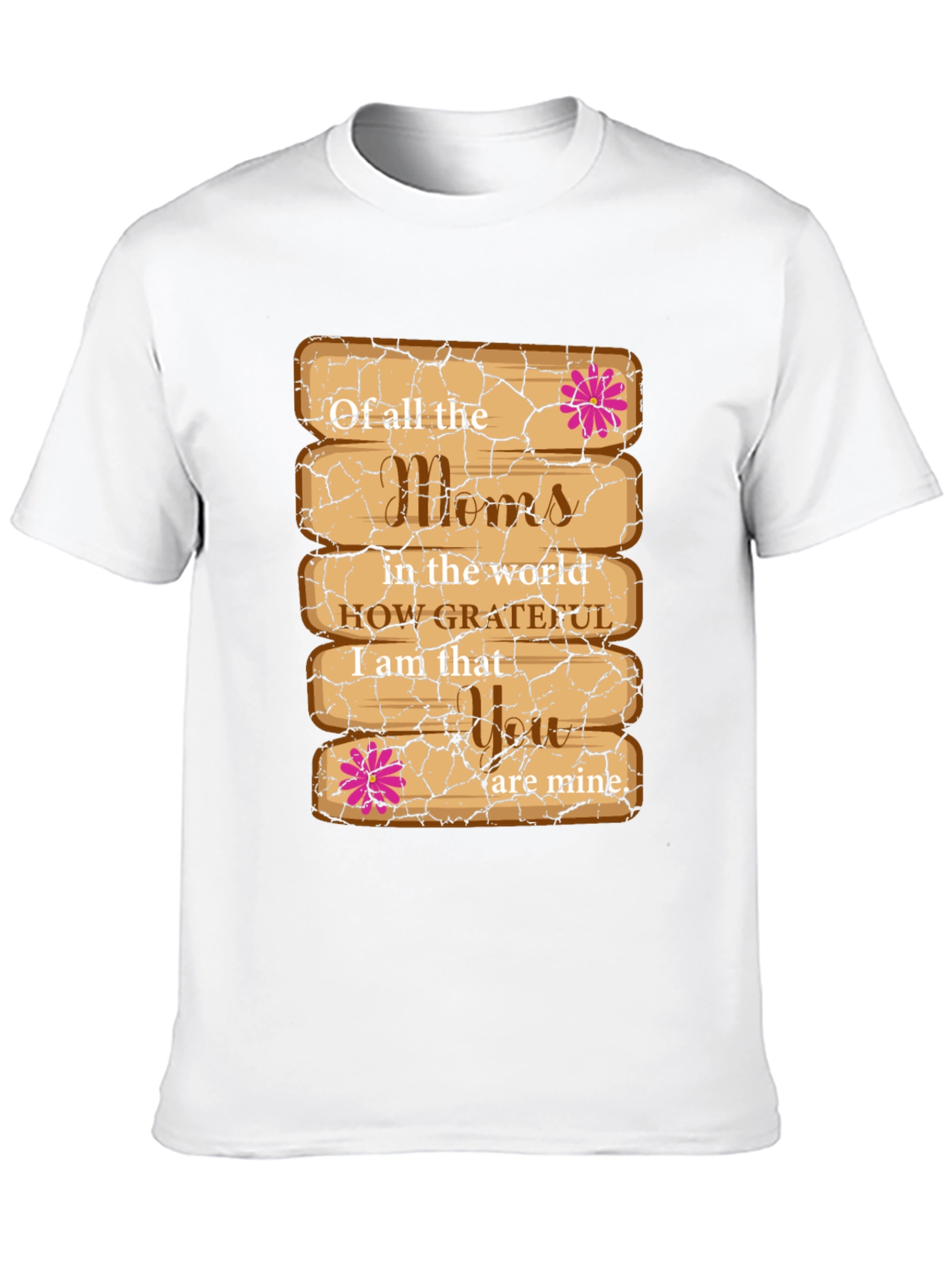 Grateful Mom T-Shirt - Wooden Plank Design