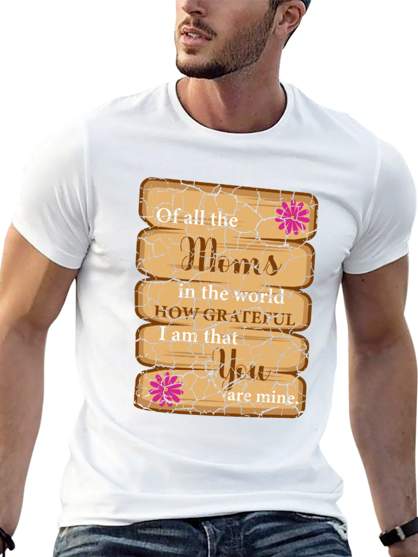 Grateful Mom T-Shirt - Wooden Plank Design