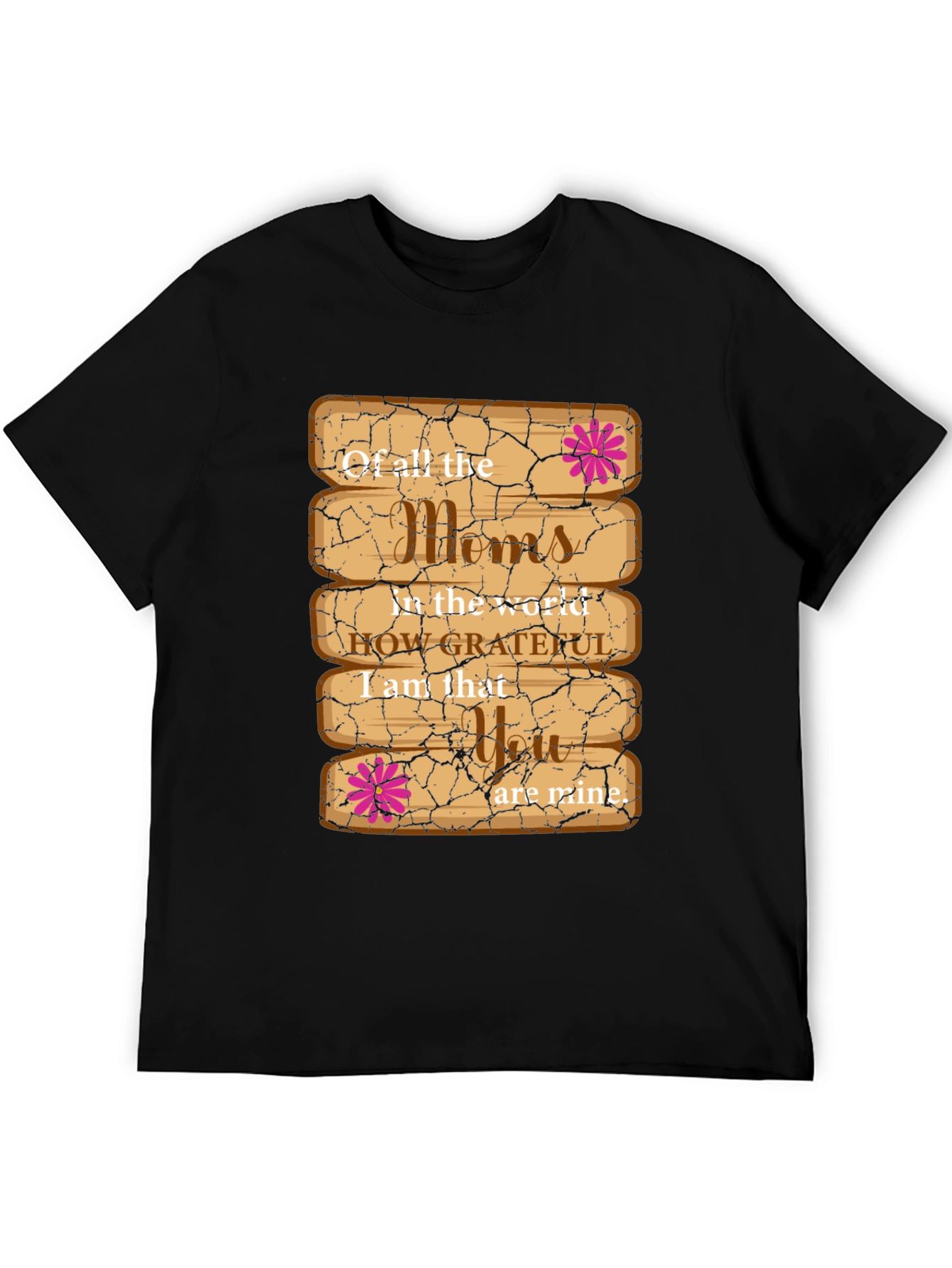 Grateful Mom T-Shirt - Wooden Plank Design