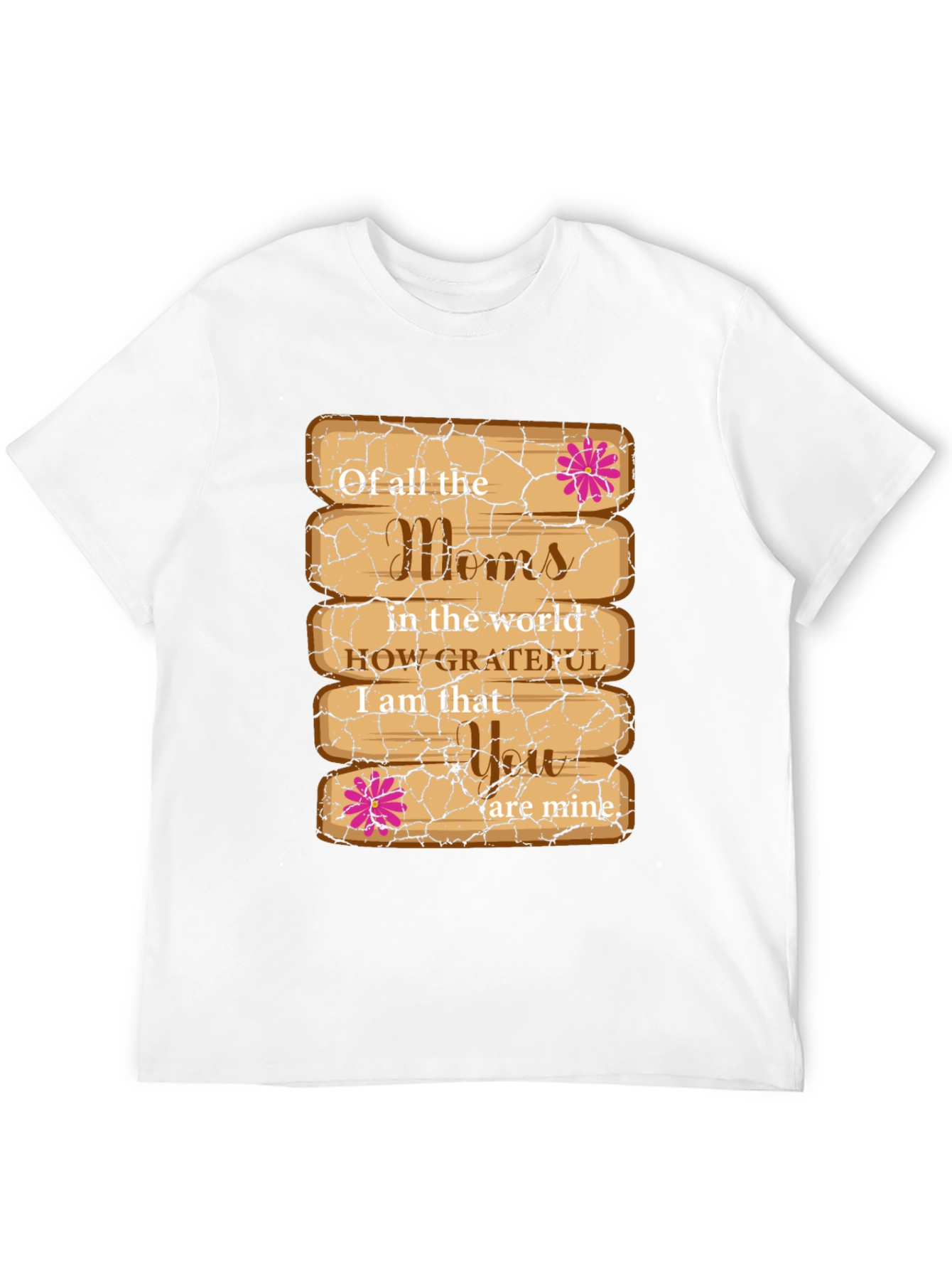 Grateful Mom T-Shirt - Wooden Plank Design