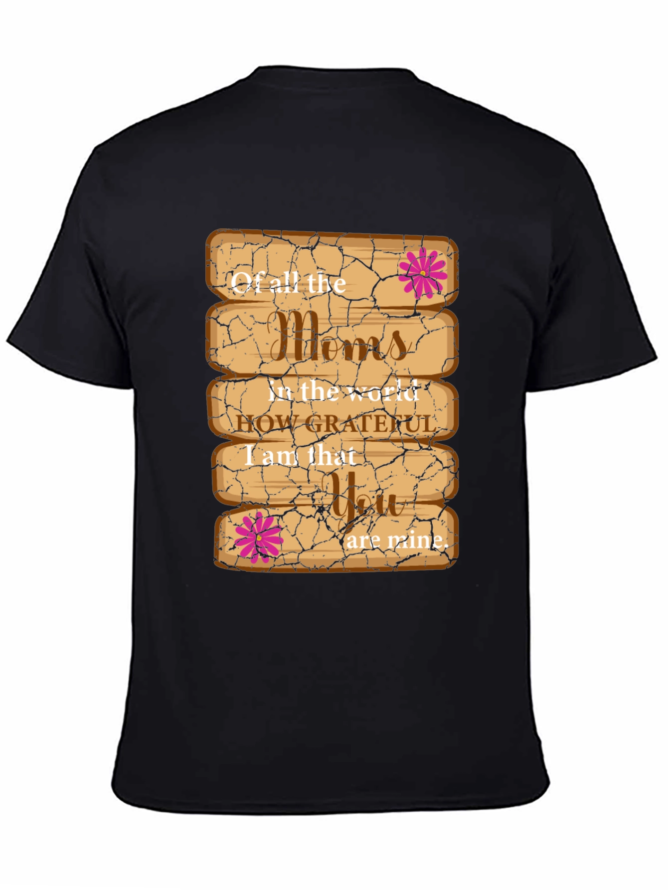 Grateful Mom T-Shirt - Wooden Plank Design
