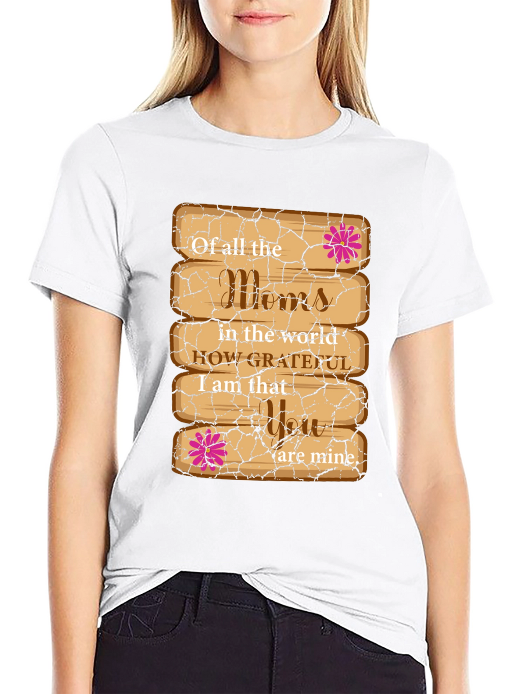 Grateful Mom T-Shirt - Wooden Plank Design