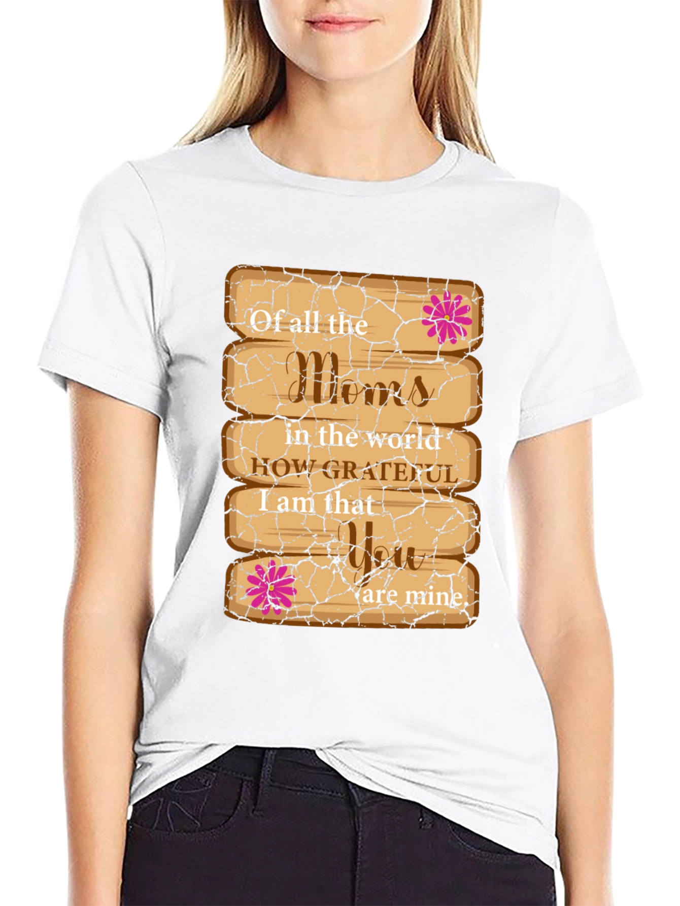 Grateful Mom T-Shirt - Wooden Plank Design