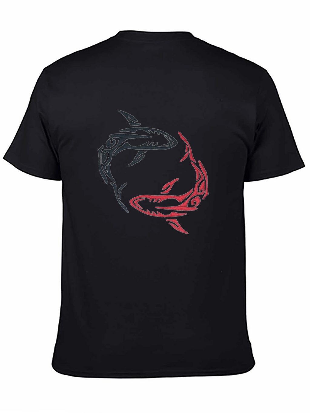 Yin Yang Sharks Graphic Tee - Black Cotton Blend