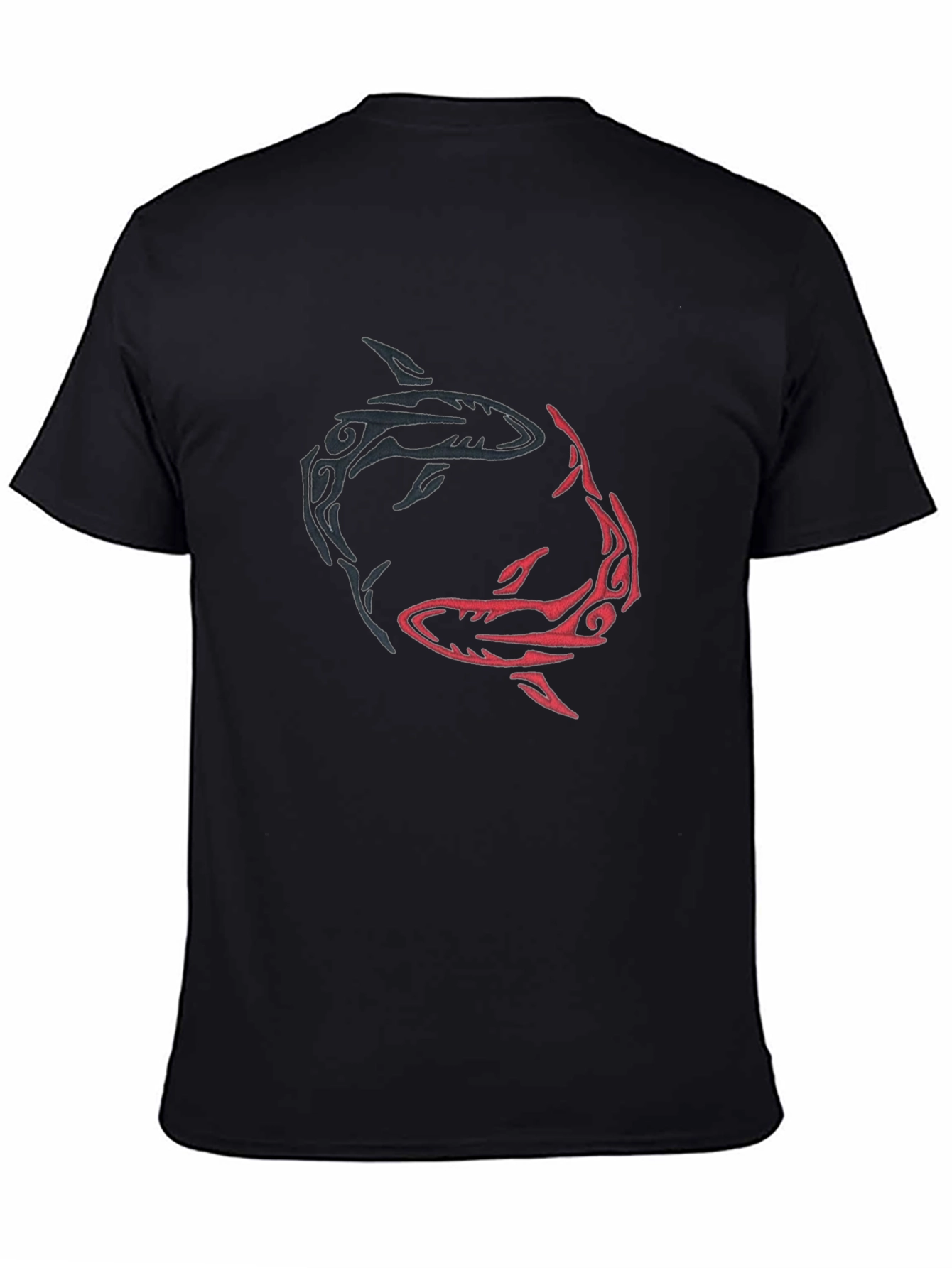 Yin Yang Sharks Graphic Tee - Black Cotton Blend