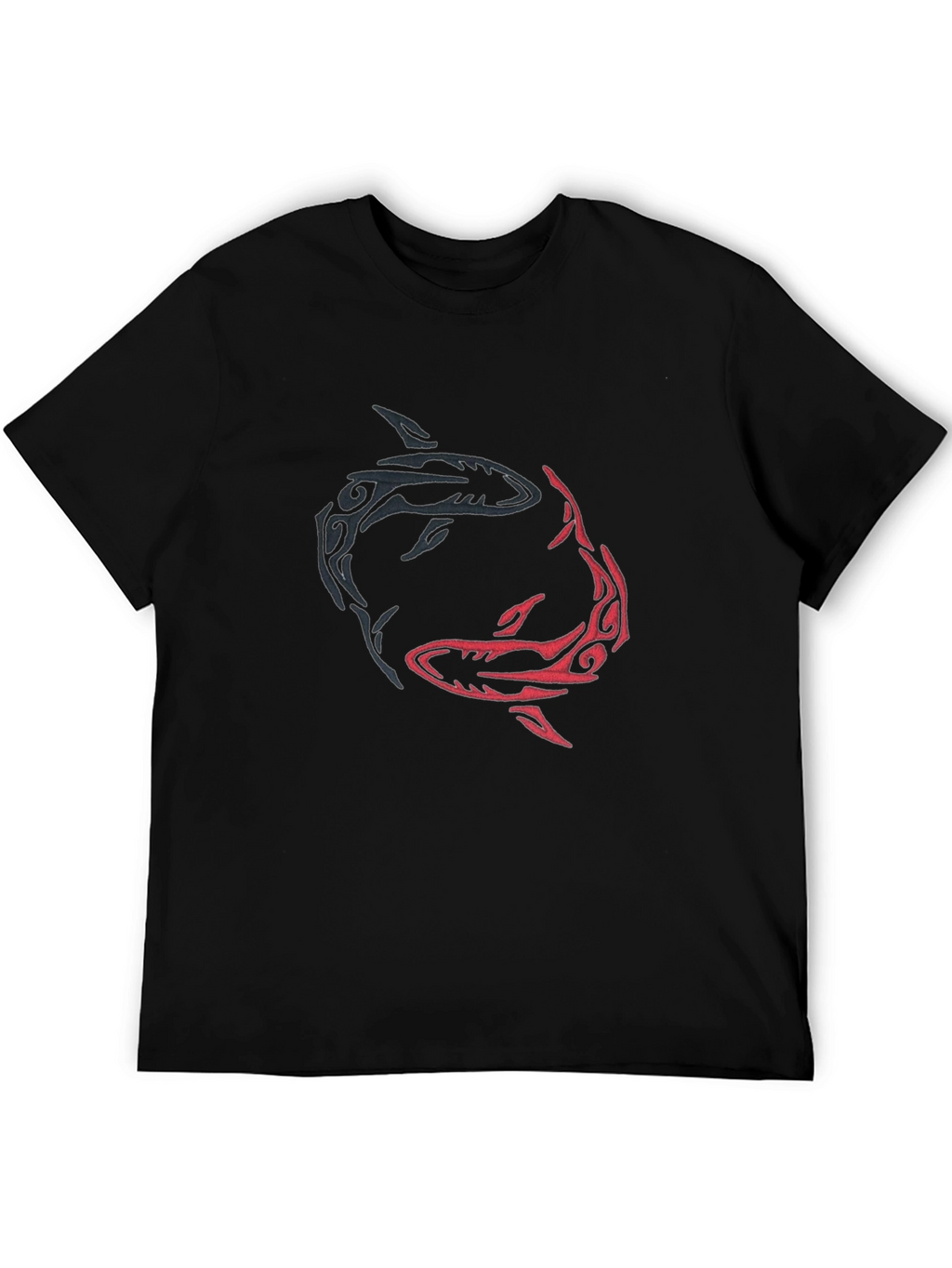 Yin Yang Sharks Graphic Tee - Black Cotton Blend