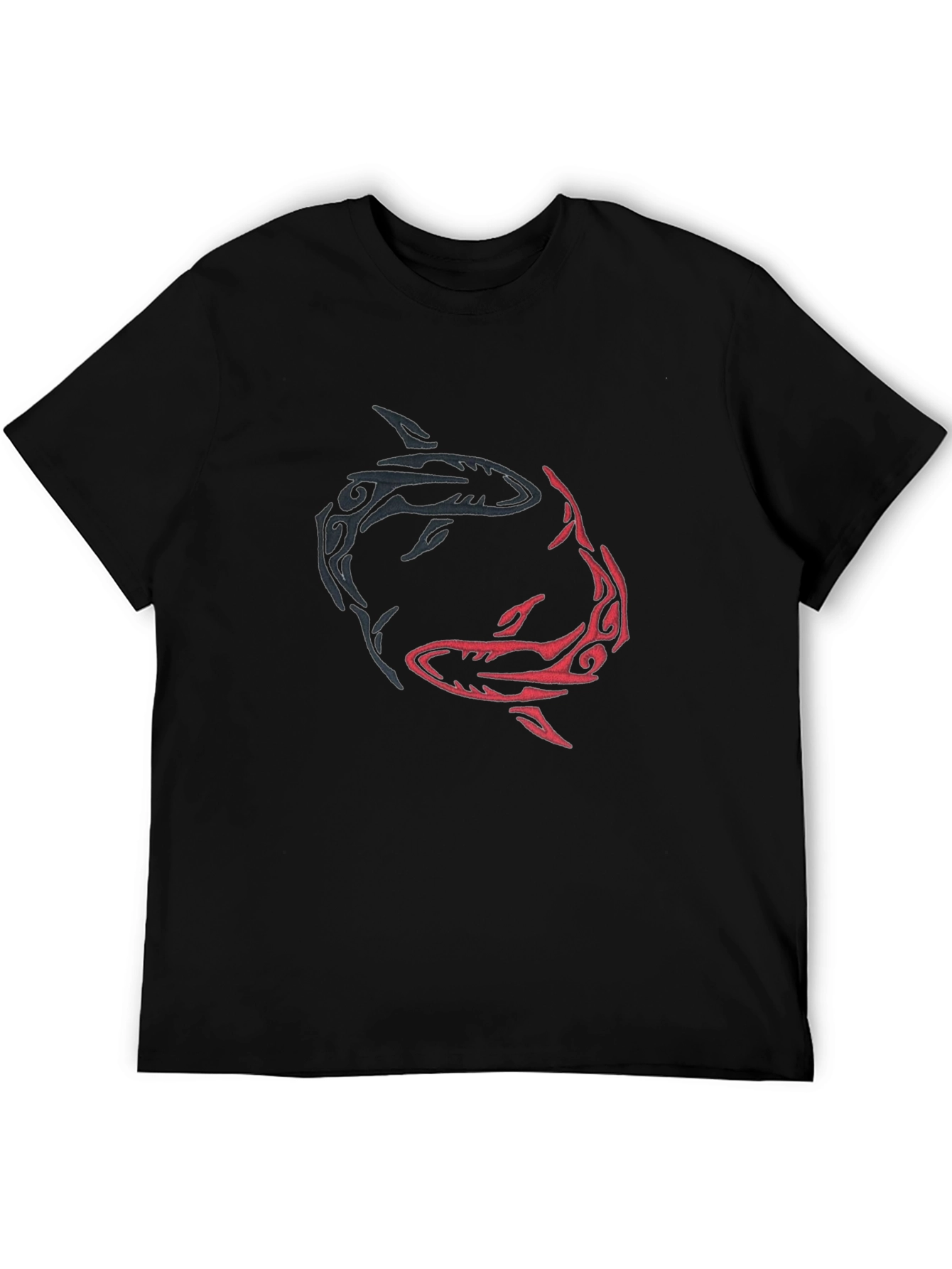 Yin Yang Sharks Graphic Tee - Black Cotton Blend