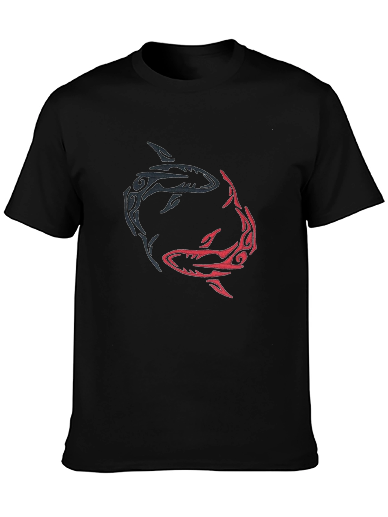 Yin Yang Sharks Graphic Tee - Black Cotton Blend
