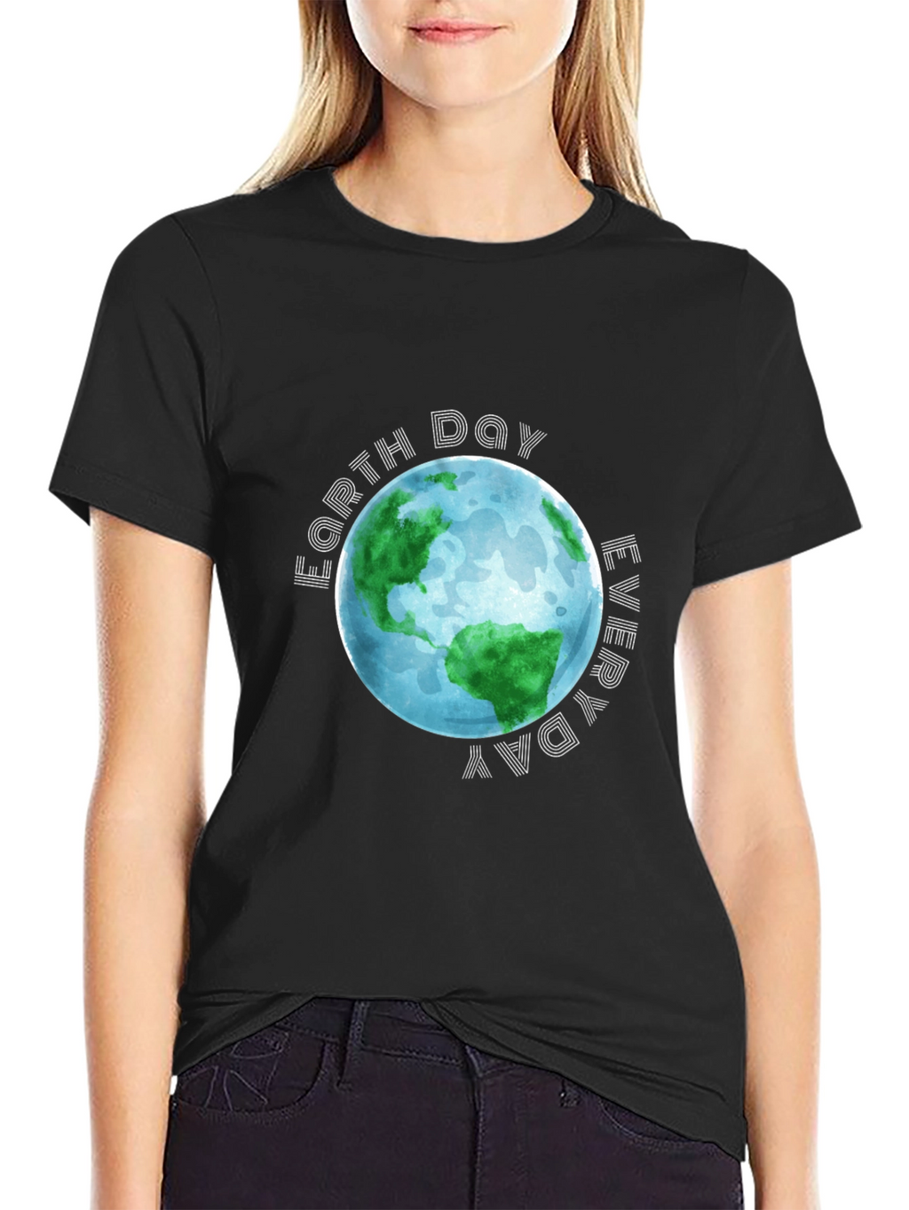 Earth Day Everyday Black Graphic T-Shirt