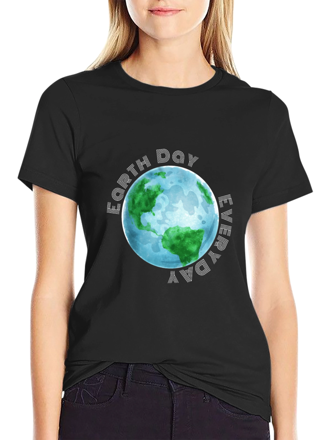 Earth Day Everyday Black Graphic T-Shirt