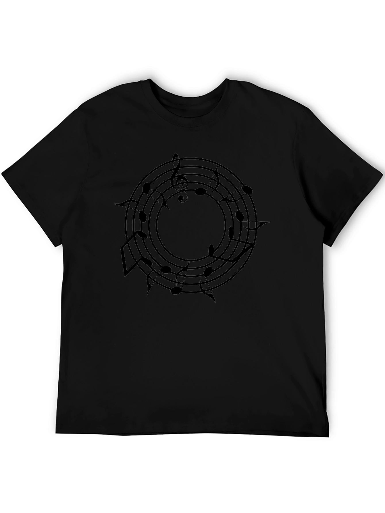 Musical Notes Circle Black T-Shirt