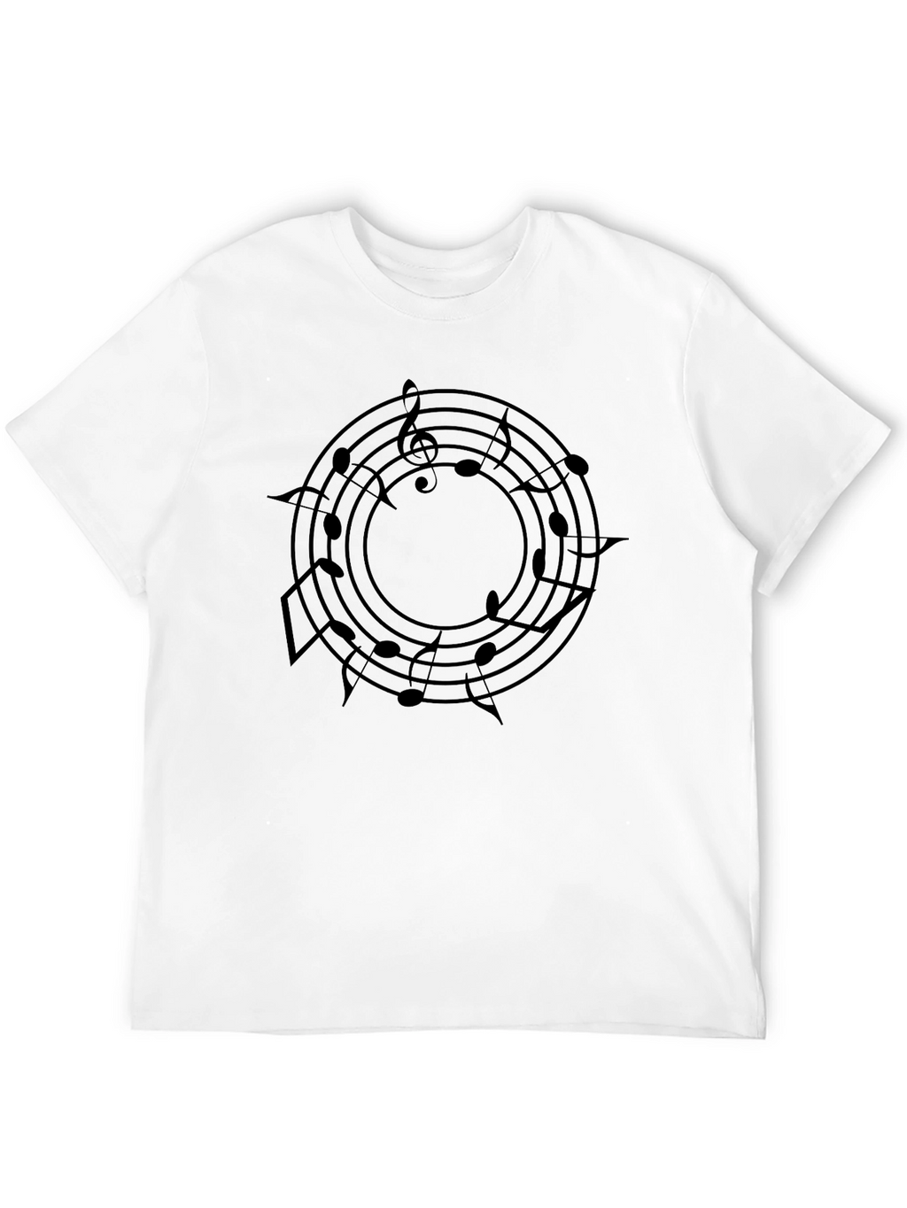 Musical Notes Circle Black T-Shirt