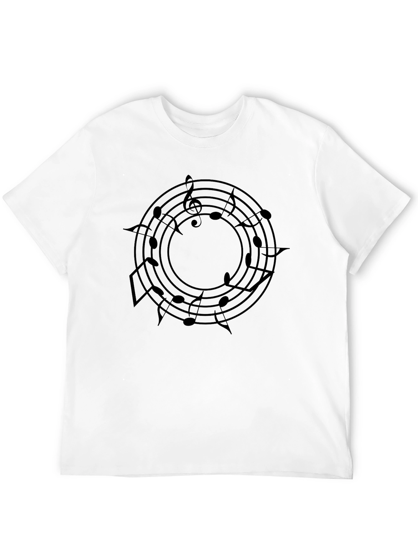 Musical Notes Circle Black T-Shirt