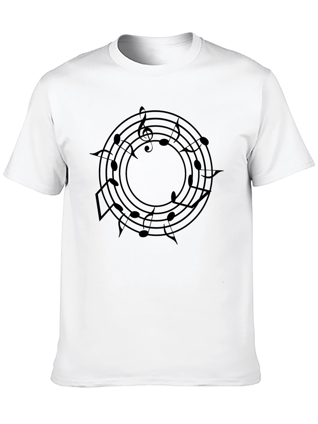 Musical Notes Circle Black T-Shirt