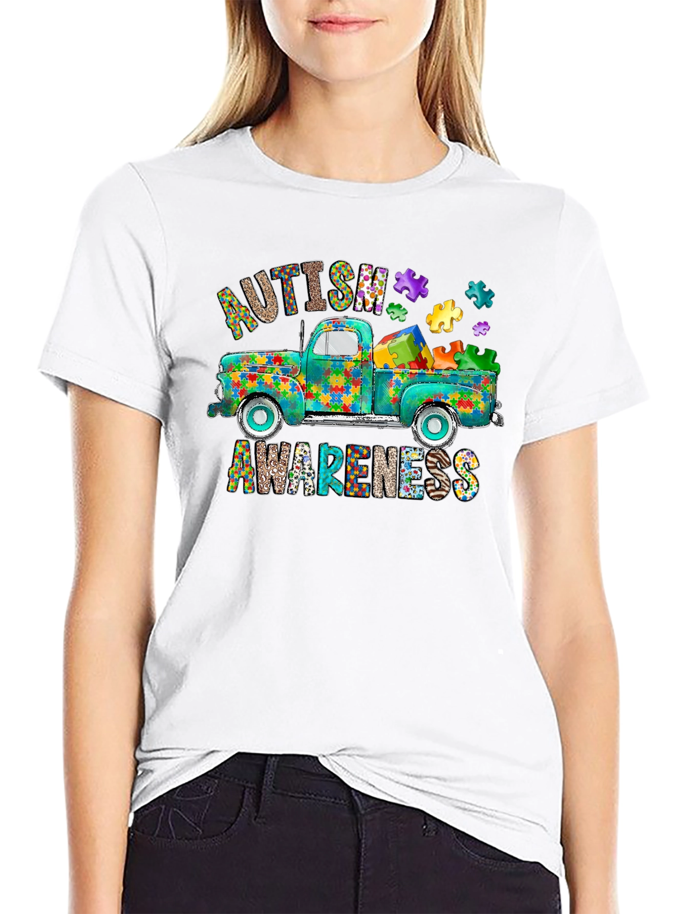 Autism Awareness Puzzle Truck Graphic Tee