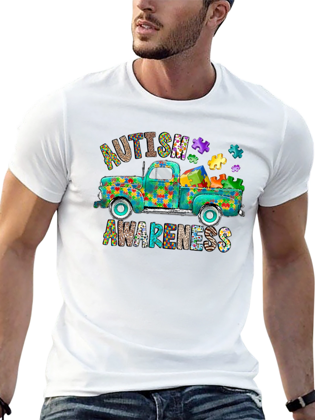 Autism Awareness Puzzle Truck Graphic Tee