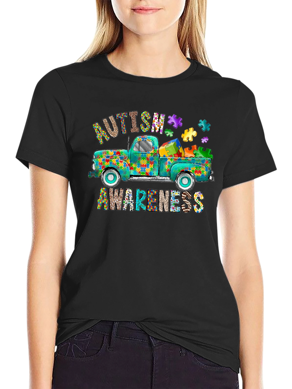 Autism Awareness Puzzle Truck Graphic Tee