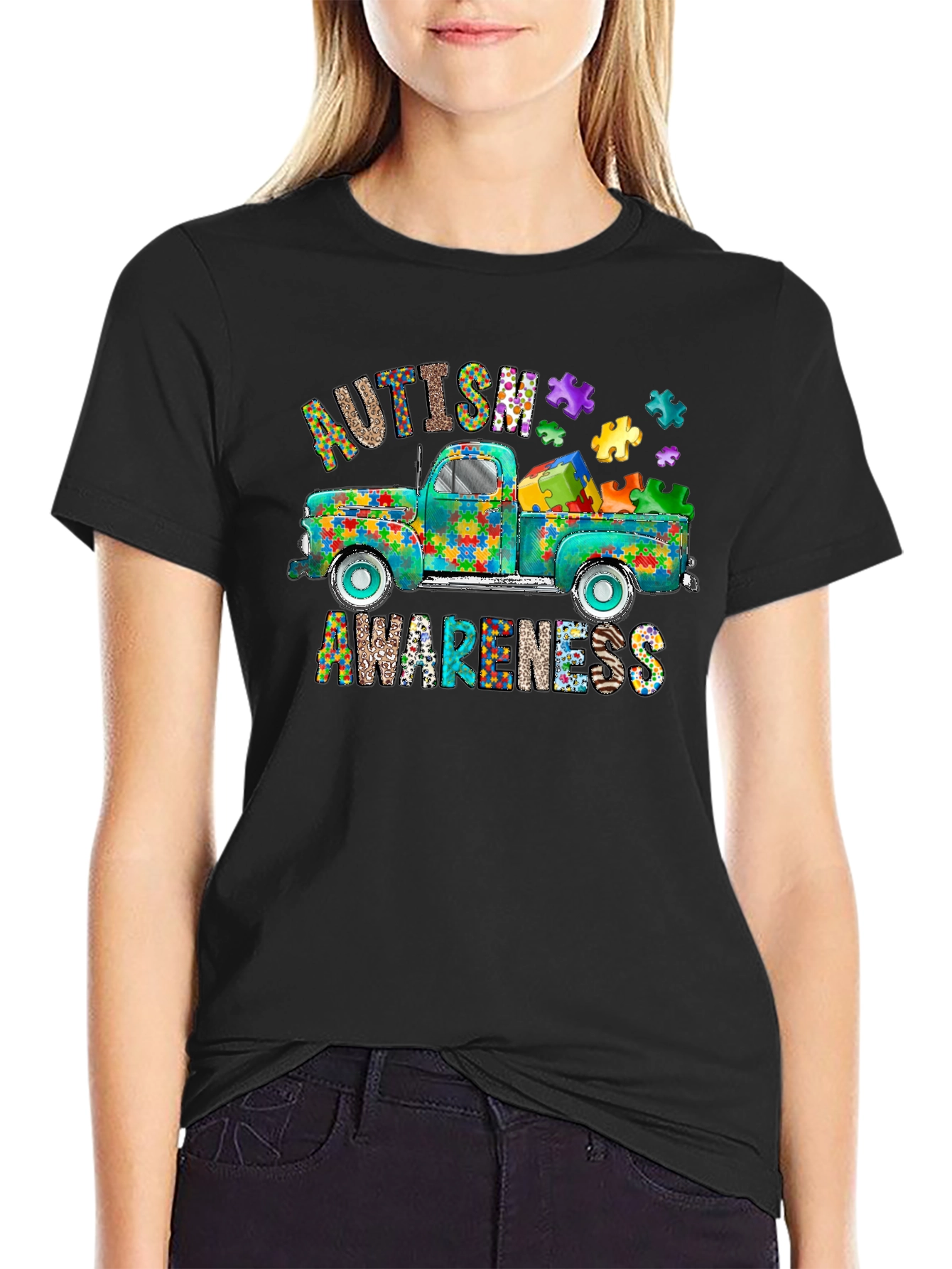 Autism Awareness Puzzle Truck Graphic Tee