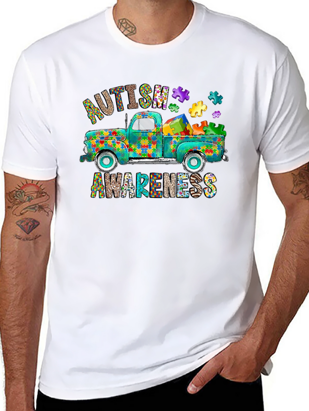 Autism Awareness Puzzle Truck Graphic Tee
