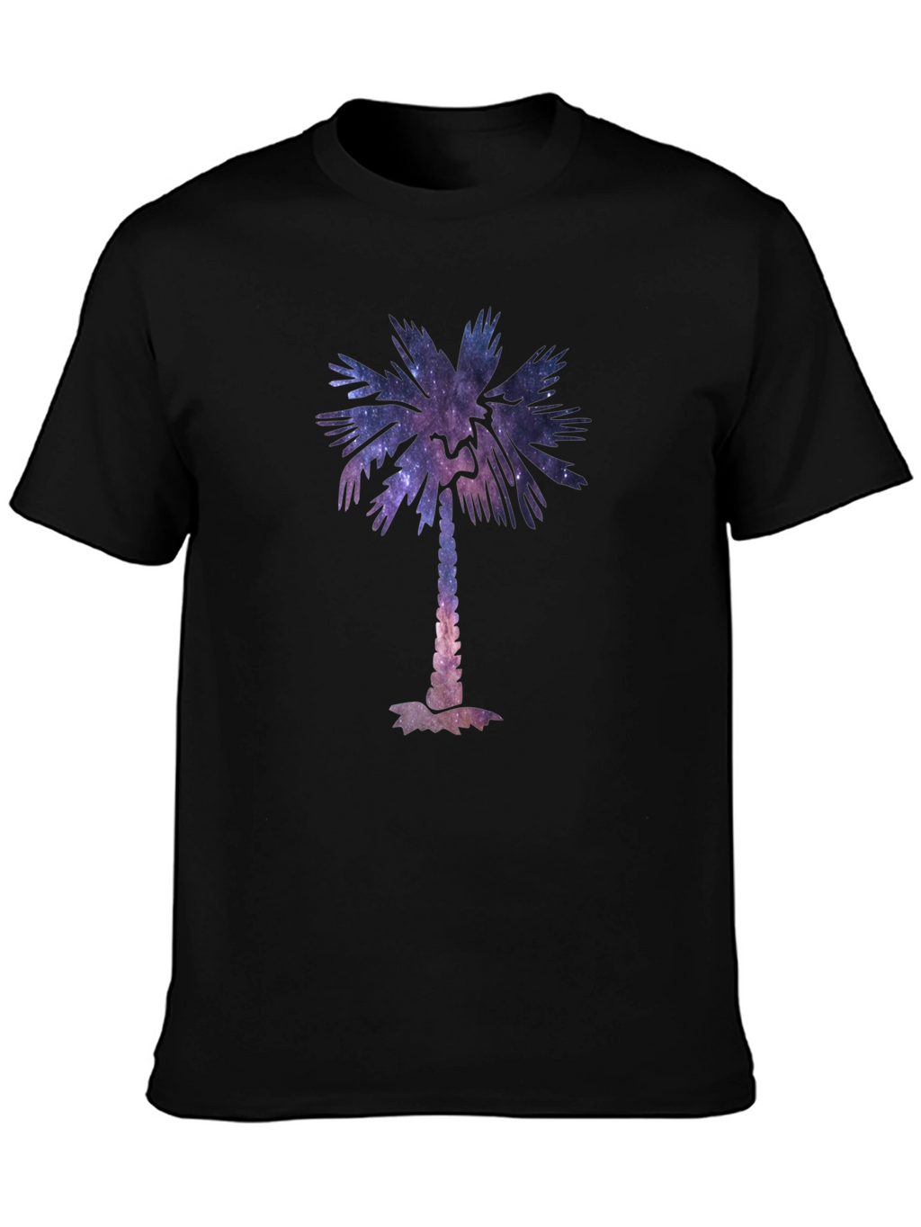 Cosmic Palm Tree Graphic Tee - Stylish Black T-Shirt