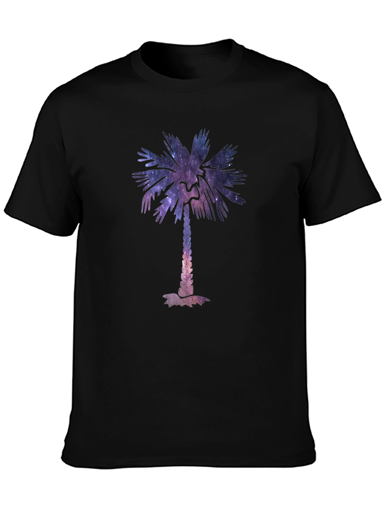 Cosmic Palm Tree Graphic Tee - Stylish Black T-Shirt