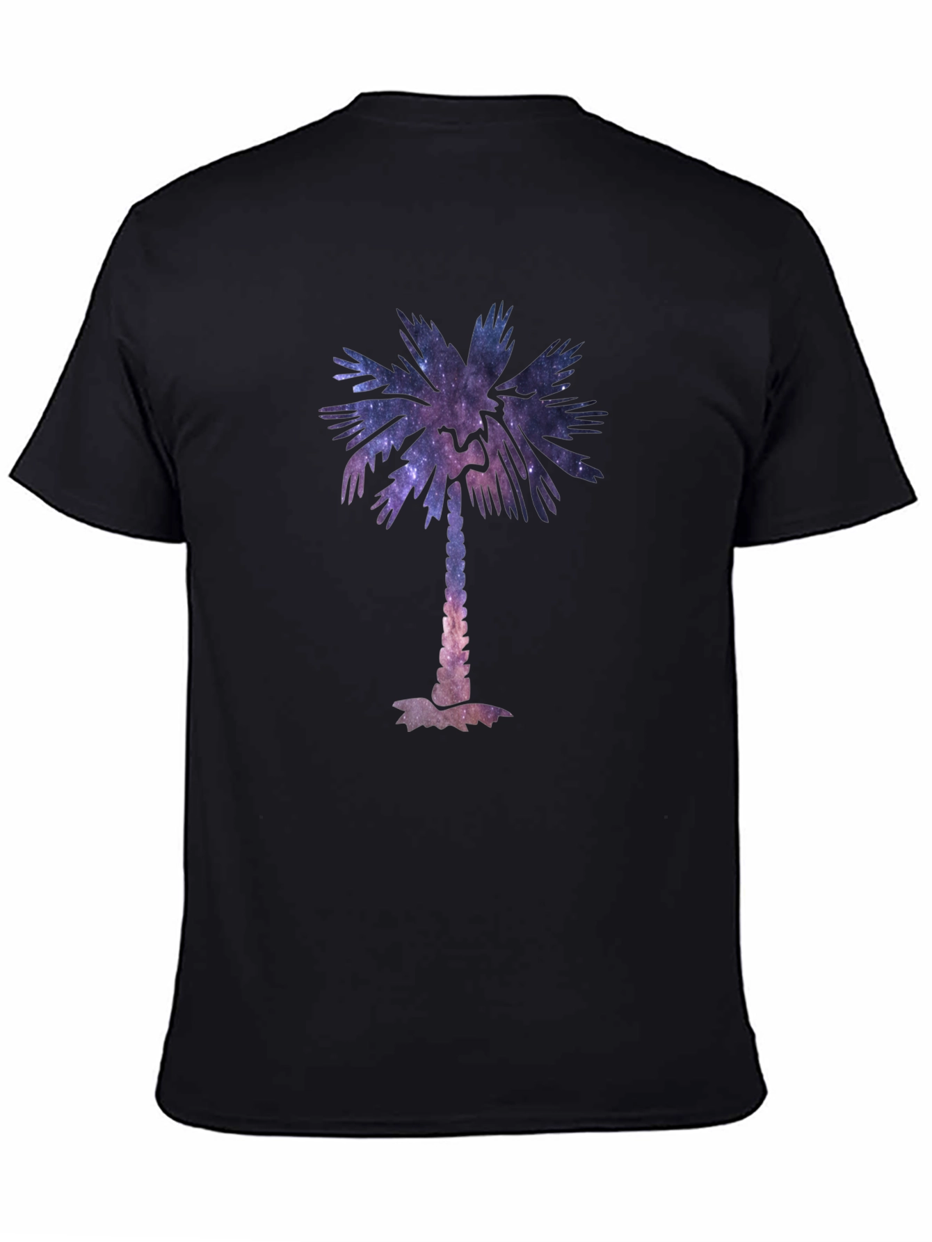 Cosmic Palm Tree Graphic Tee - Stylish Black T-Shirt