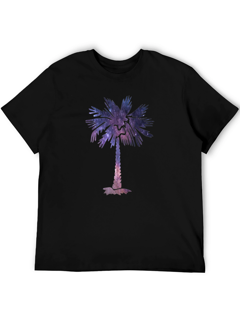 Cosmic Palm Tree Graphic Tee - Stylish Black T-Shirt