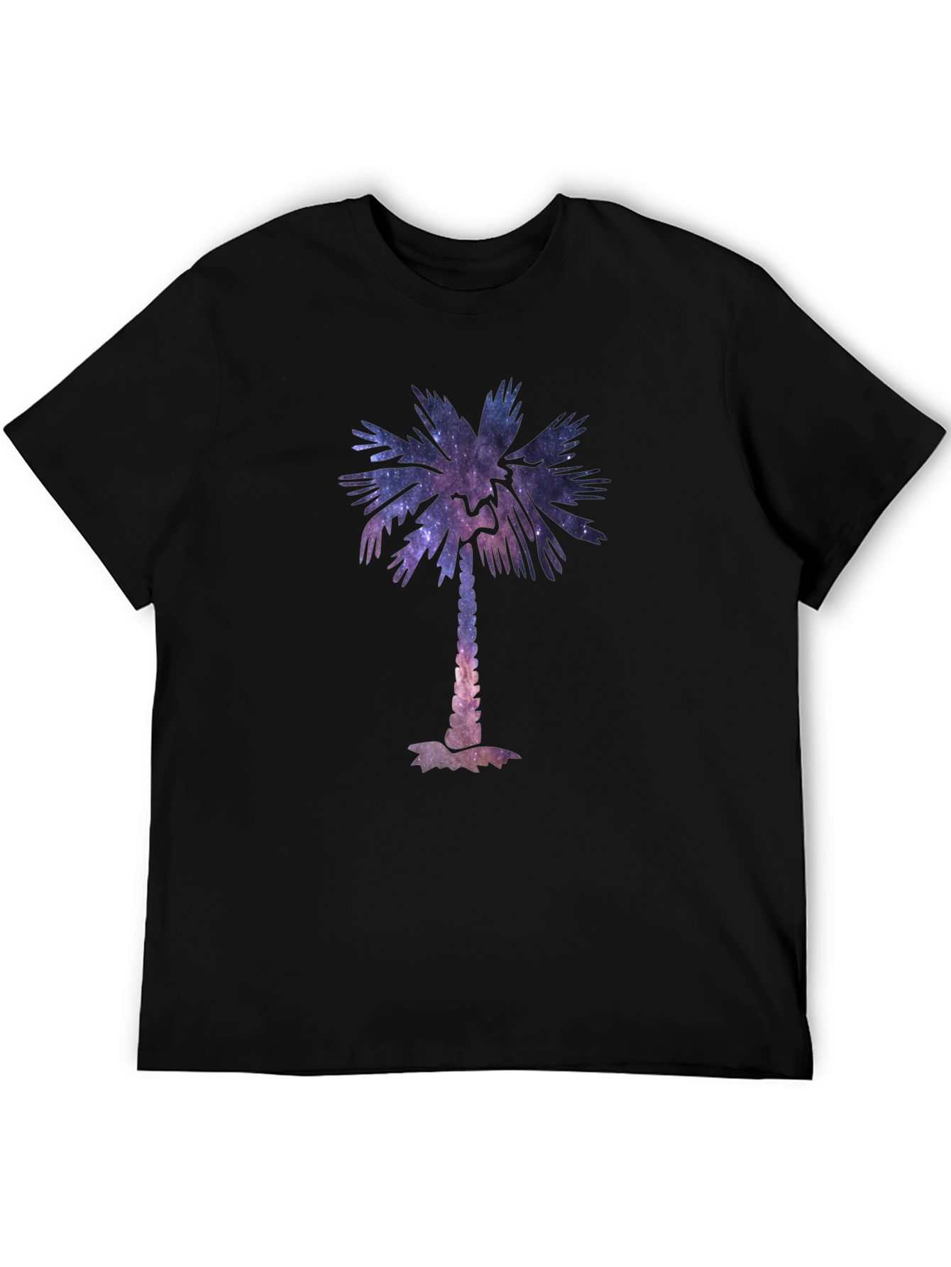 Cosmic Palm Tree Graphic Tee - Stylish Black T-Shirt