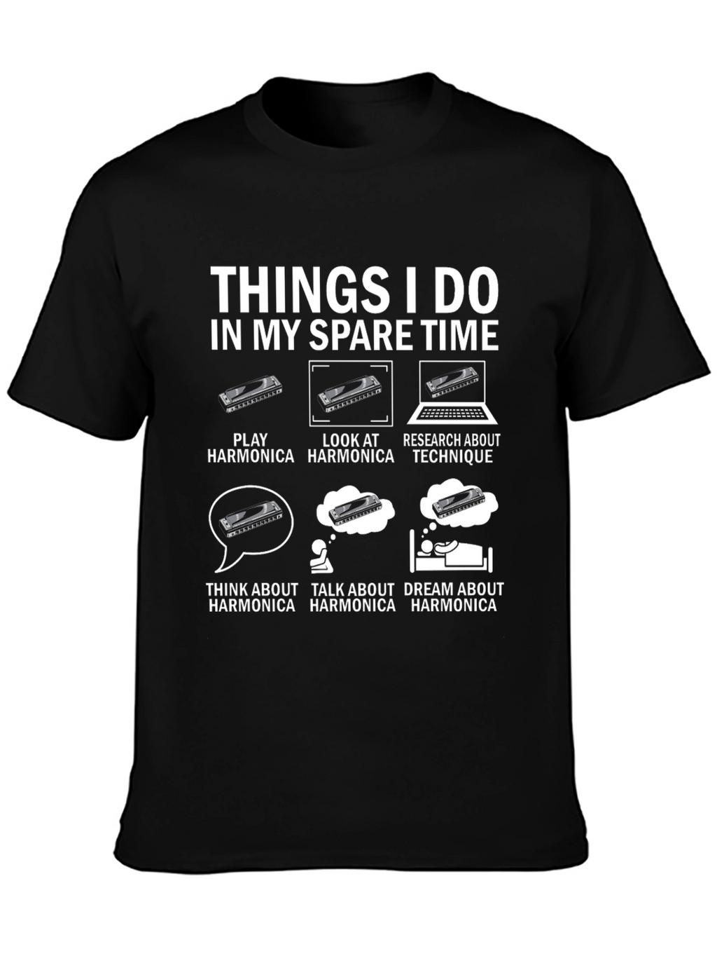 Harmonica Lover T-Shirt: Spare Time Harmonica Design